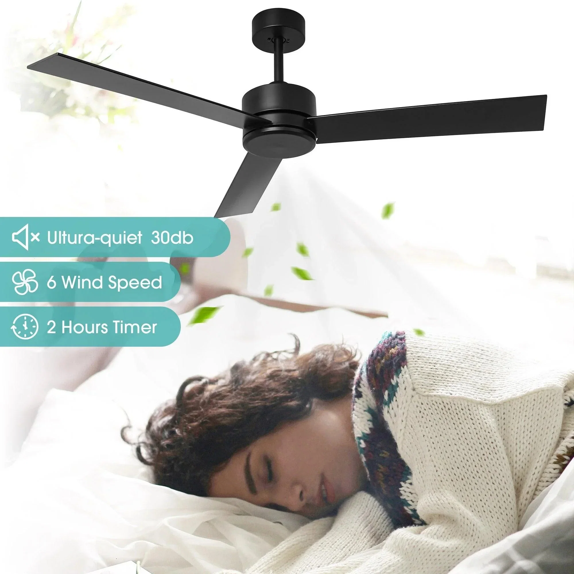 Parrot Uncle 52-Inch DC Motor 3 Blades Modern Downrod Mount Ceiling Fan - Image 7