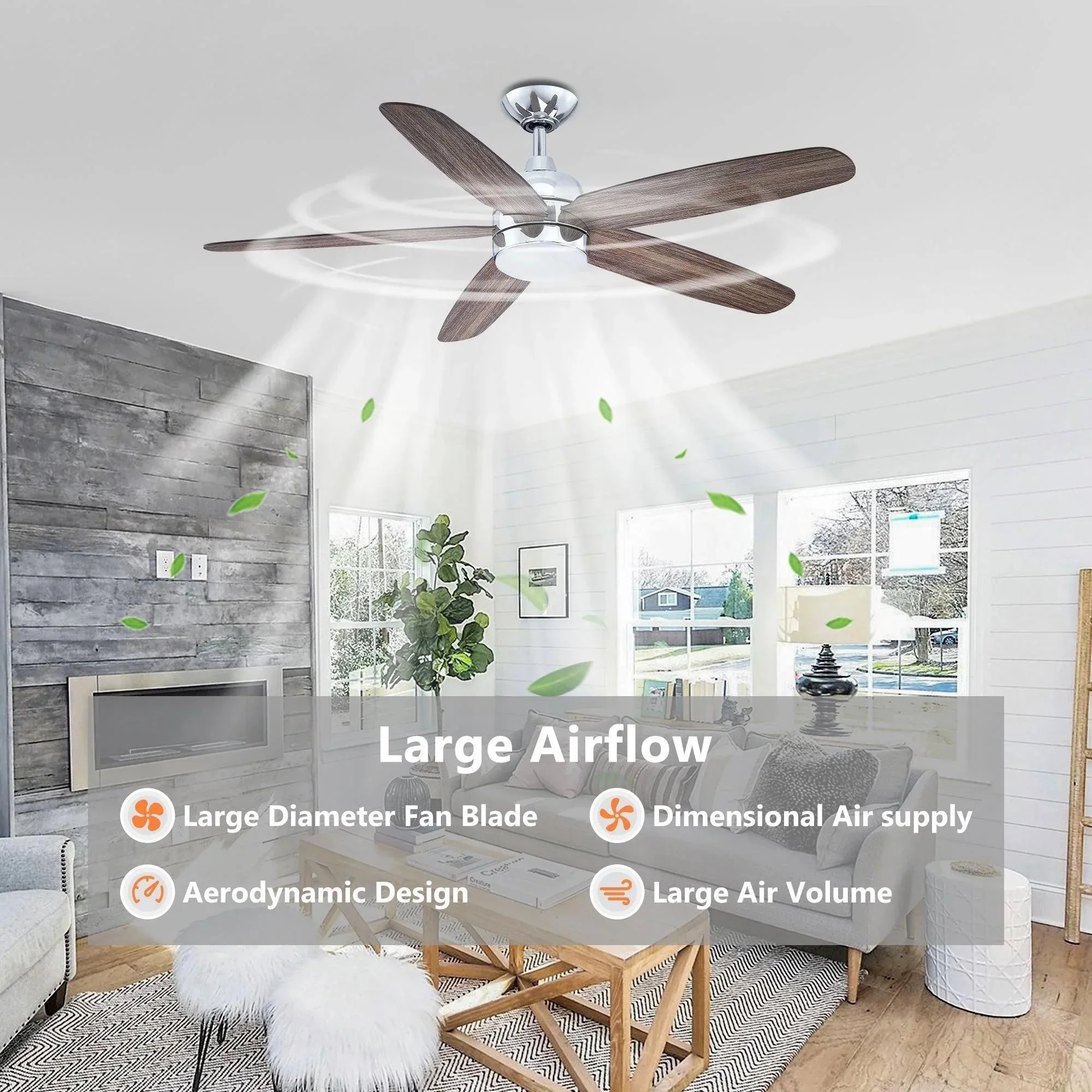 Parrot Uncle 52-Inch Dicken Farmhouse Downrod Mount Reversible Ceiling Fan with Lighting and Remote Control (BBLAB014A0) - Image 10