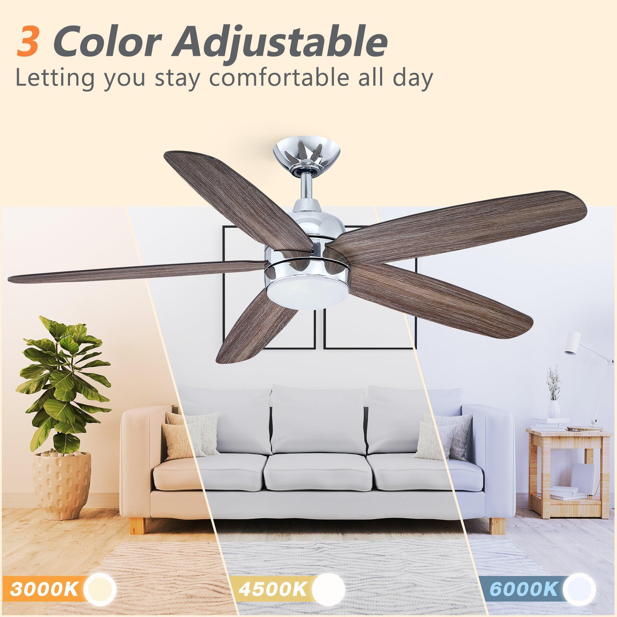 Parrot Uncle 52-Inch Dicken Farmhouse Downrod Mount Reversible Ceiling Fan with Lighting and Remote Control (BBLAB014A0) - Image 5