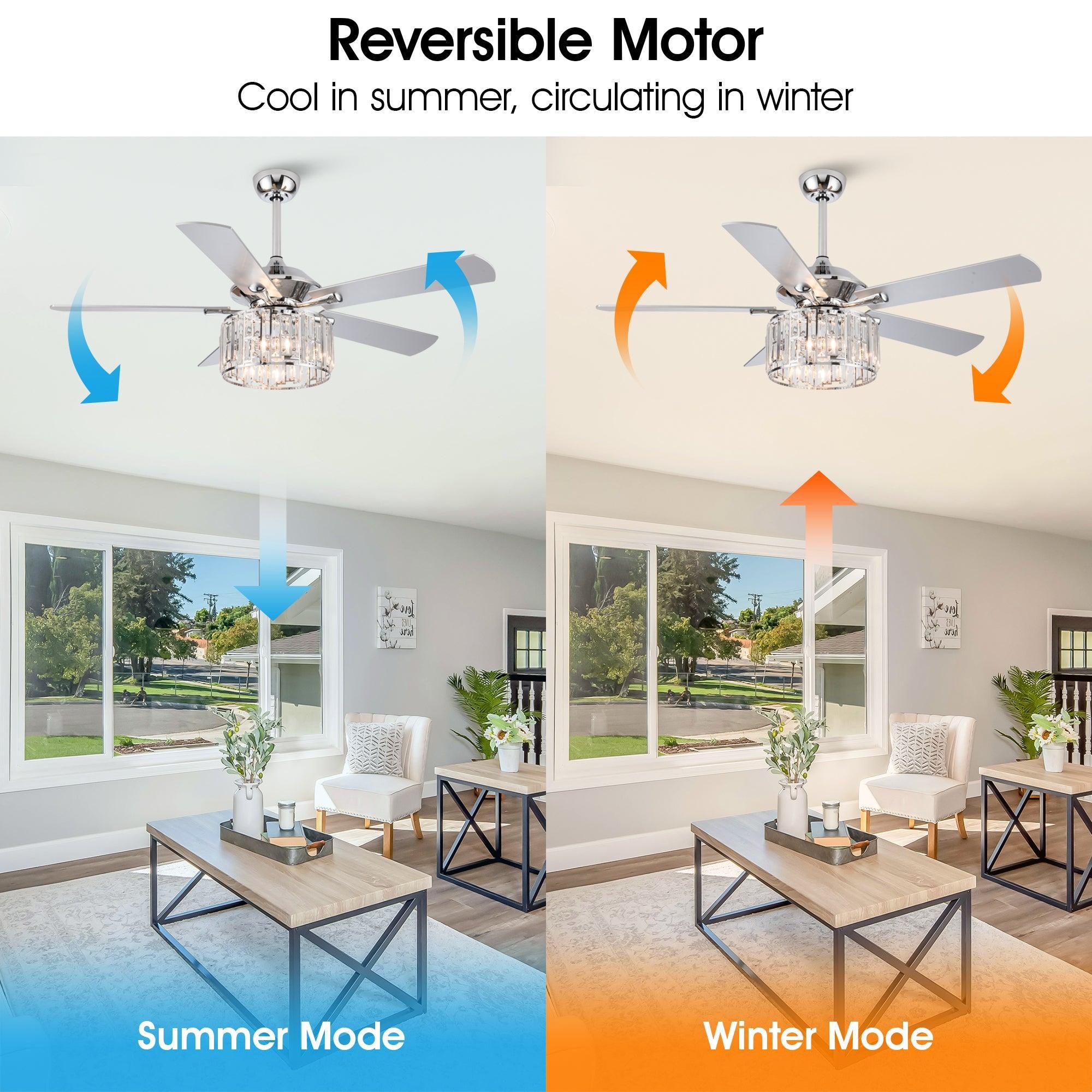 Parrot Uncle 52-Inch Dicken Modern Downrod Mount Reversible Crystal Ceiling Fan with Lighting and Remote Control - Image 14