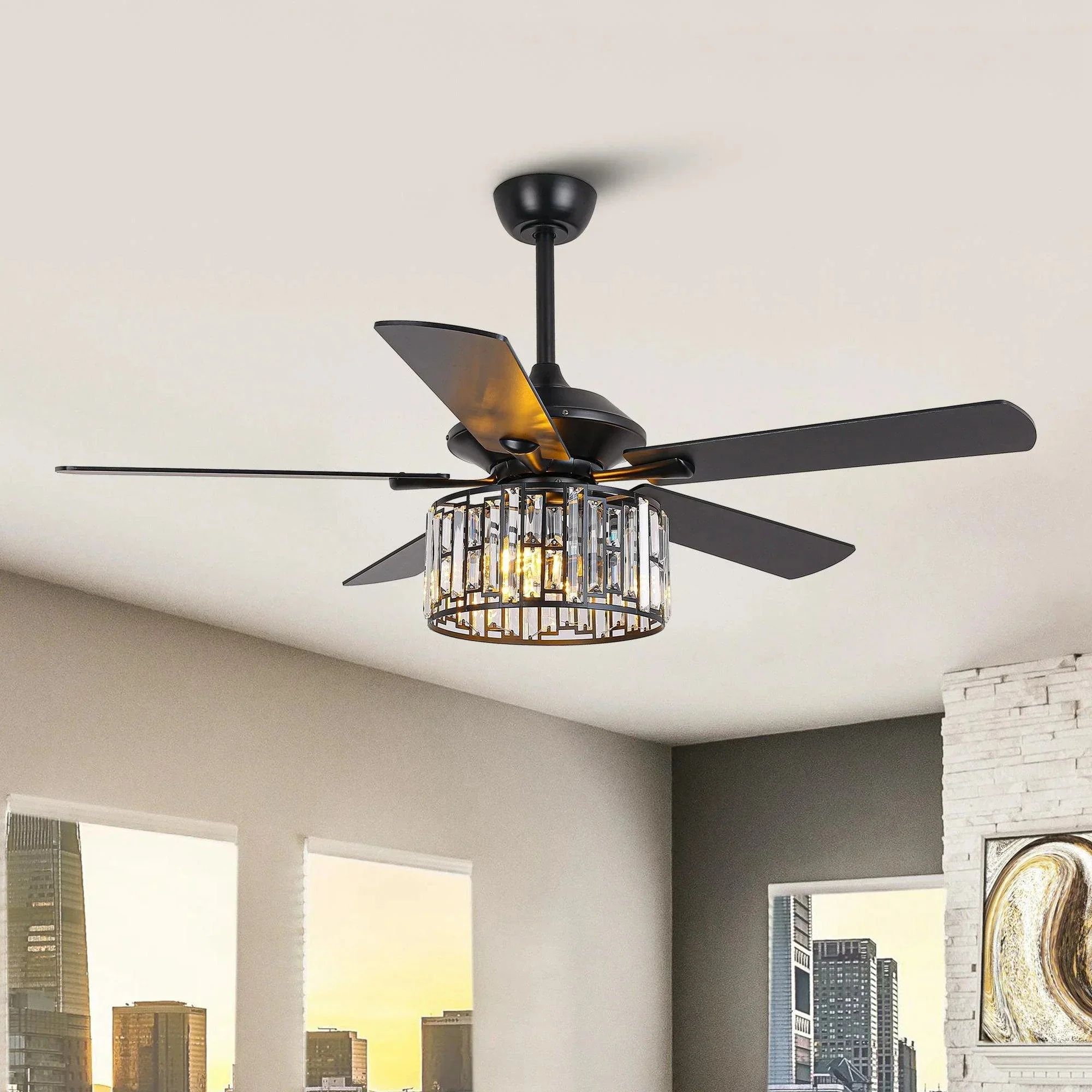 Parrot Uncle 52-Inch Dicken Modern Downrod Mount Reversible Crystal Ceiling Fan with Lighting and Remote Control - Image 30
