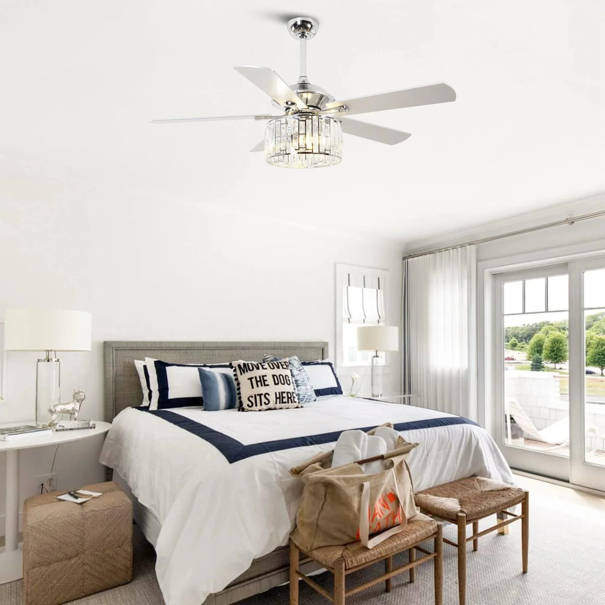 Parrot Uncle 52-Inch Dicken Modern Downrod Mount Reversible Crystal Ceiling Fan with Lighting and Remote Control - Image 7