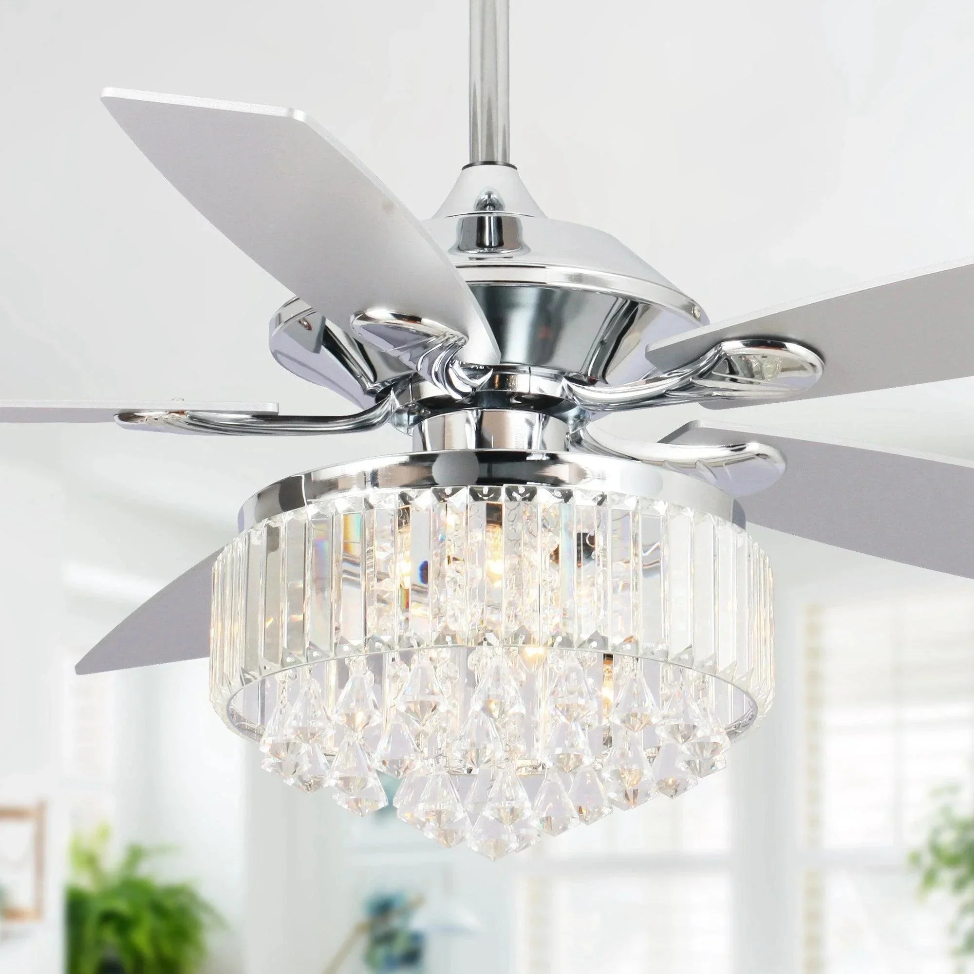 Parrot Uncle 52-Inch Elkton Modern Reversible Crystal Fandelier with Lighting and Remote Control (F6252QQ110V) - Image 10