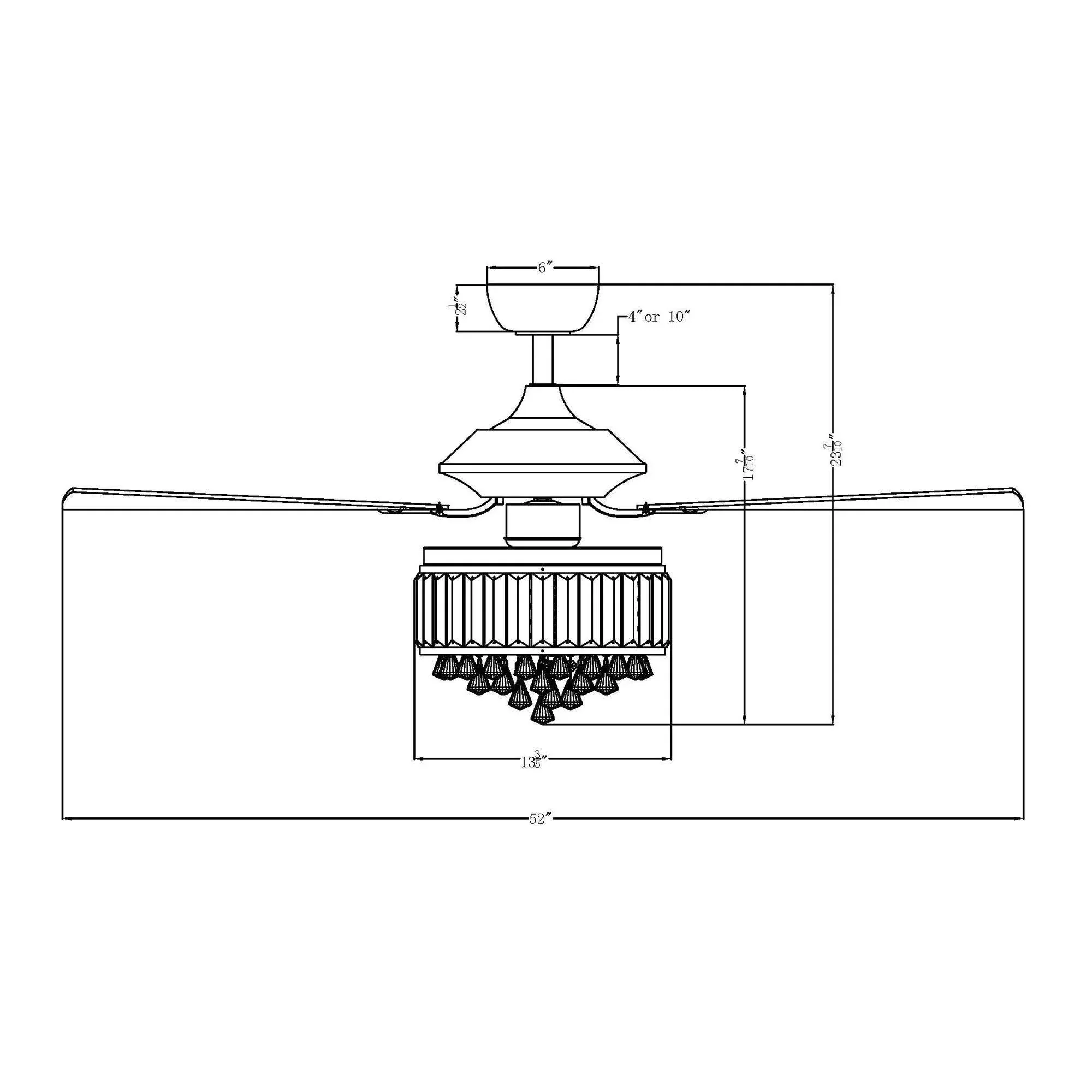 Parrot Uncle 52-Inch Elkton Modern Reversible Crystal Fandelier with Lighting and Remote Control (F6252QQ110V) - Image 15