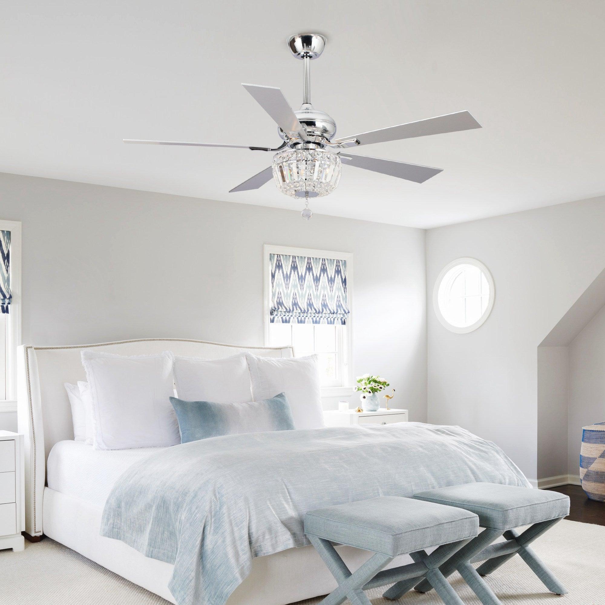 Parrot Uncle 52-Inch Ganga Modern Downrod Mount Reversible Crystal Ceiling Fan with Lighting and Remote Control - Image 11