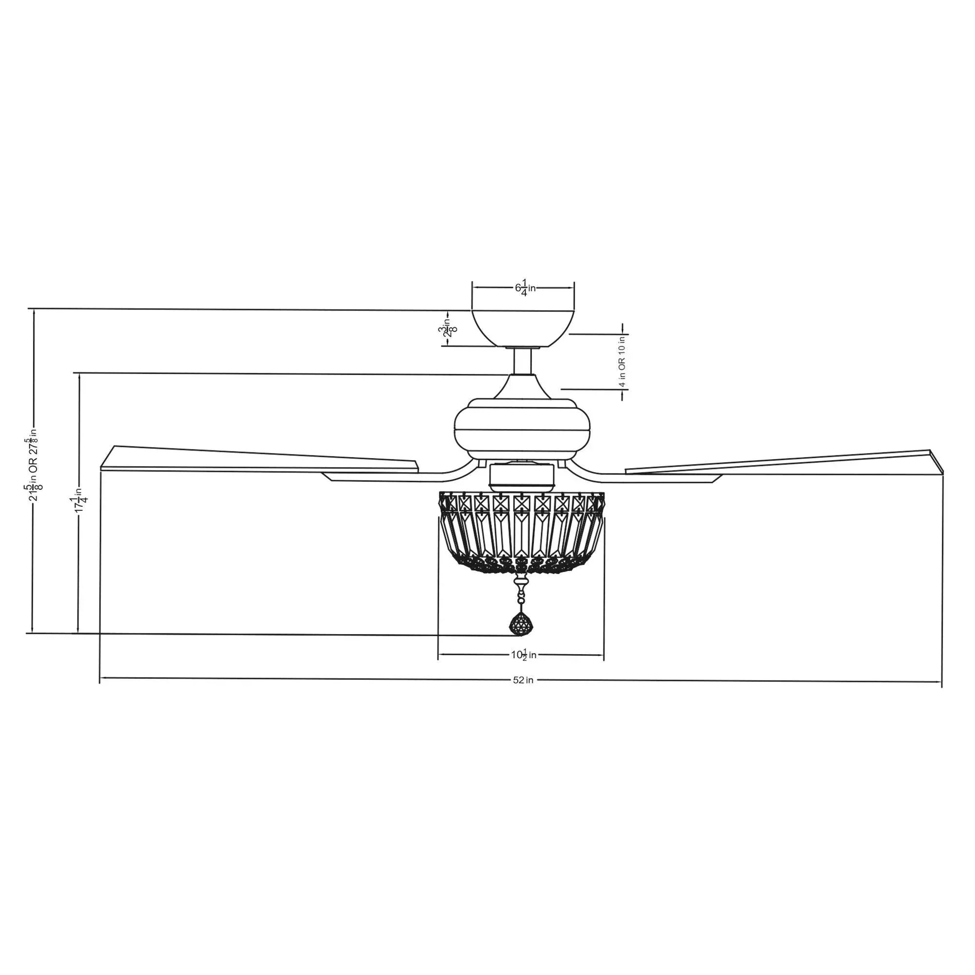 Parrot Uncle 52-Inch Ganga Modern Downrod Mount Reversible Crystal Ceiling Fan with Lighting and Remote Control - Image 16