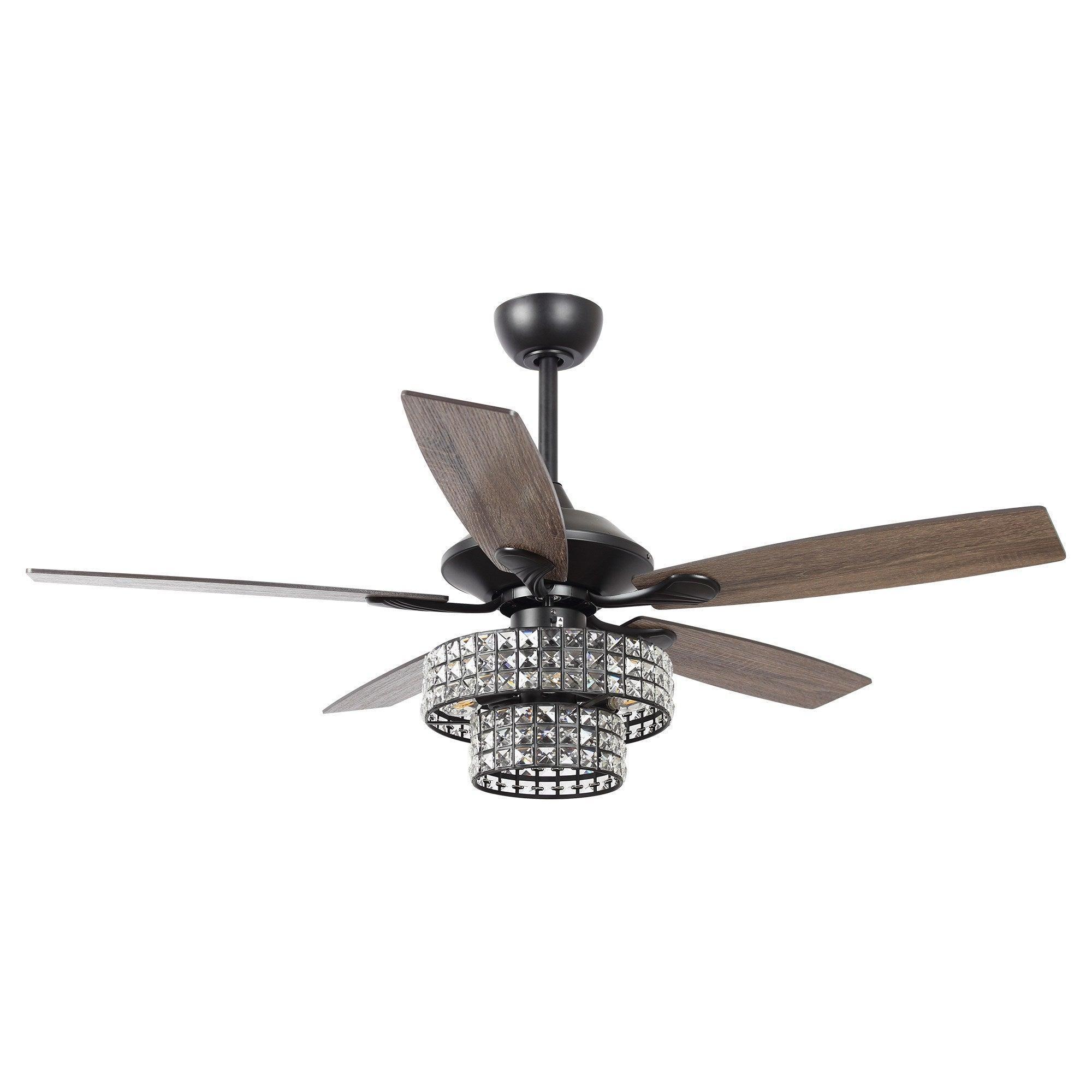 Parrot Uncle 52-Inch Howell Modern Downrod Mount Reversible Crystal Ceiling Fan with Lighting and Remote Control - Image 11