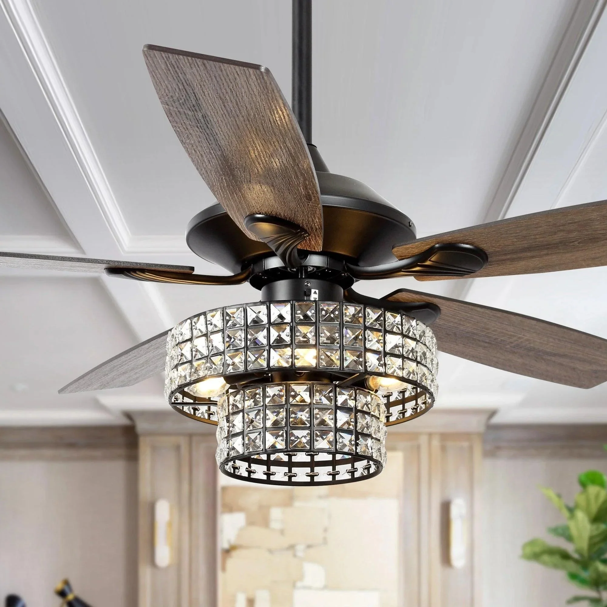Parrot Uncle 52-Inch Howell Modern Downrod Mount Reversible Crystal Ceiling Fan with Lighting and Remote Control - Image 20