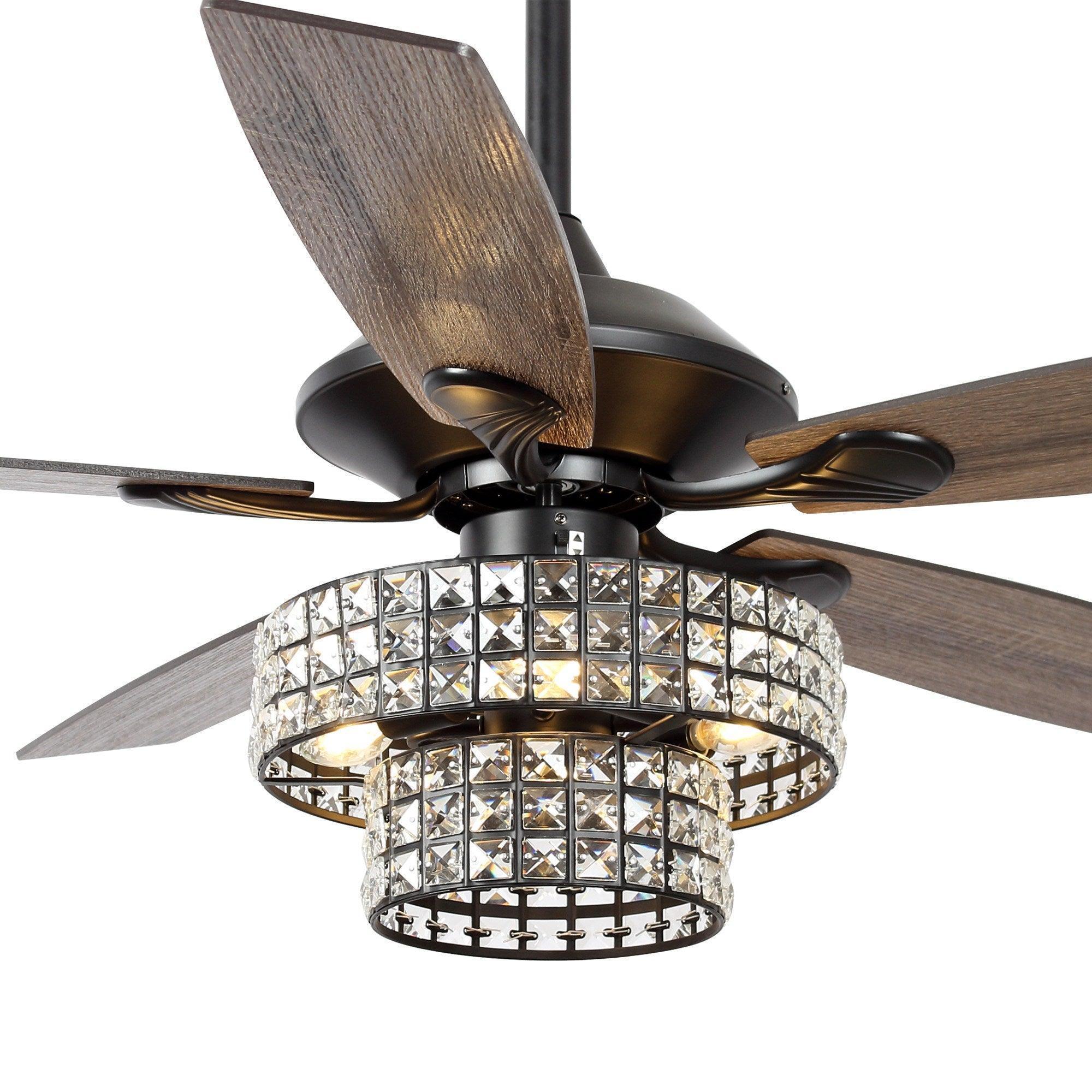 Parrot Uncle 52-Inch Howell Modern Downrod Mount Reversible Crystal Ceiling Fan with Lighting and Remote Control - Image 21