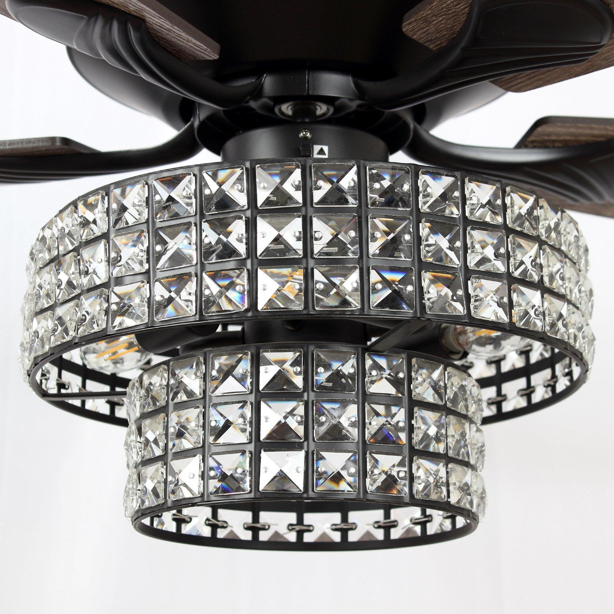 Parrot Uncle 52-Inch Howell Modern Downrod Mount Reversible Crystal Ceiling Fan with Lighting and Remote Control - Image 22
