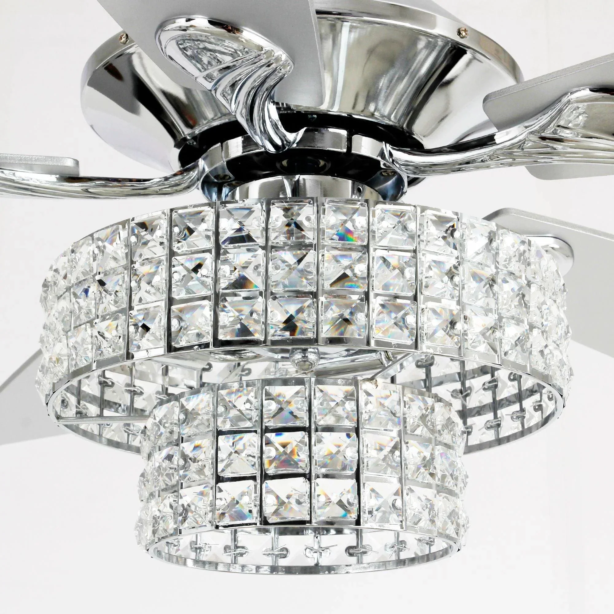Parrot Uncle 52-Inch Howell Modern Downrod Mount Reversible Crystal Ceiling Fan with Lighting and Remote Control - Image 3