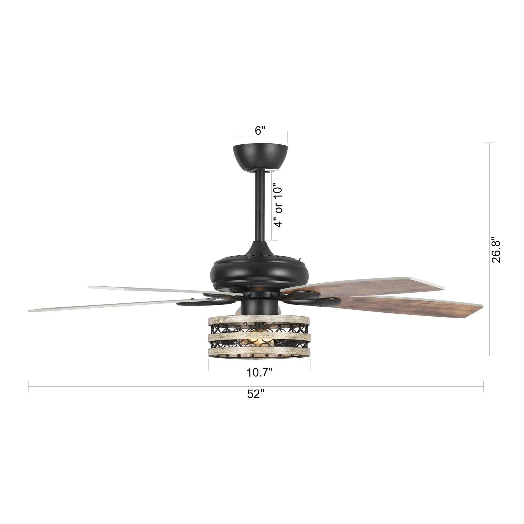Parrot Uncle 52-Inch Hyderabad-Secunderabad Farmhouse Downrod Mount Reversible Ceiling Fan with Lighting and Remote Control (F6319Q110V) - Image 14