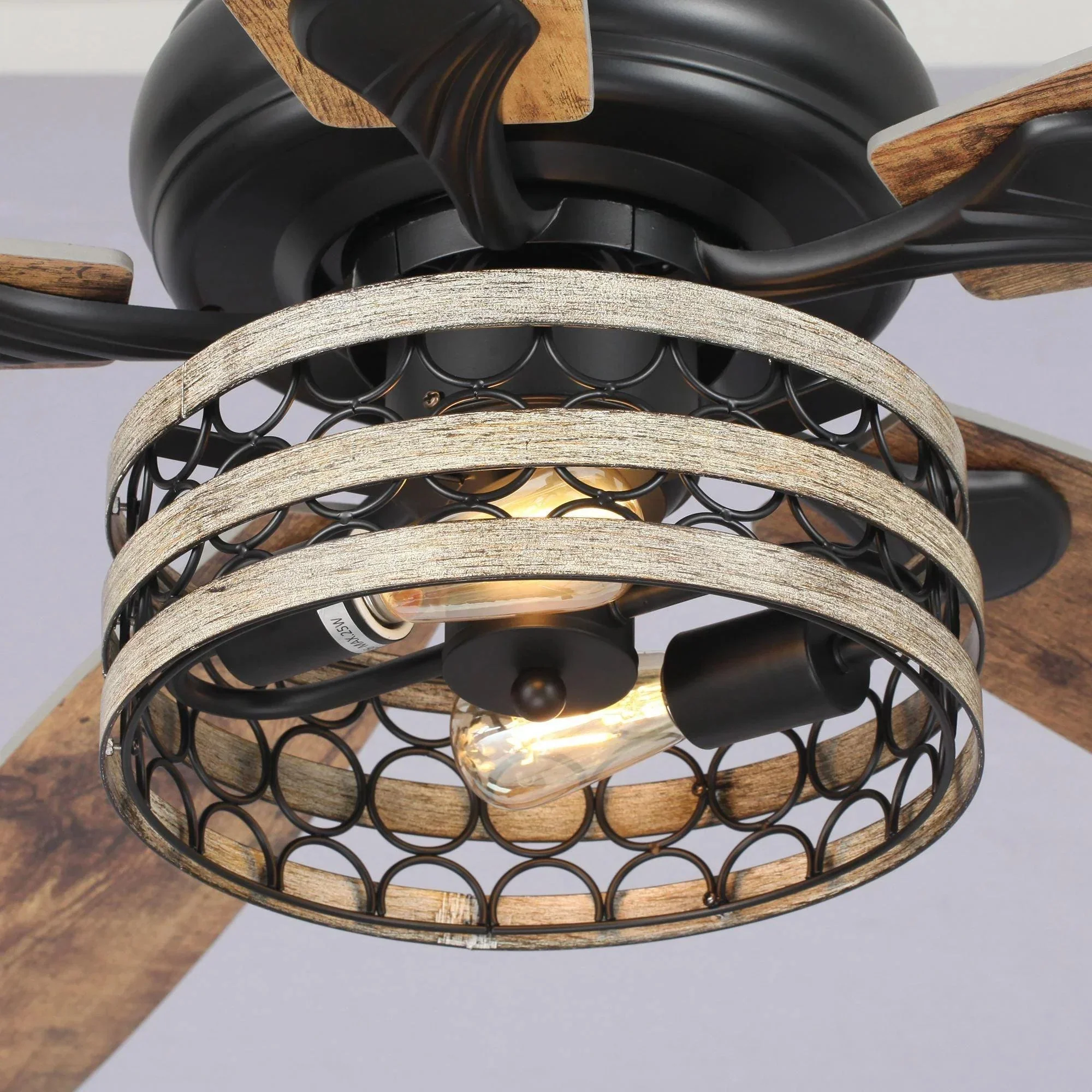 Parrot Uncle 52-Inch Hyderabad-Secunderabad Farmhouse Downrod Mount Reversible Ceiling Fan with Lighting and Remote Control (F6319Q110V) - Image 3