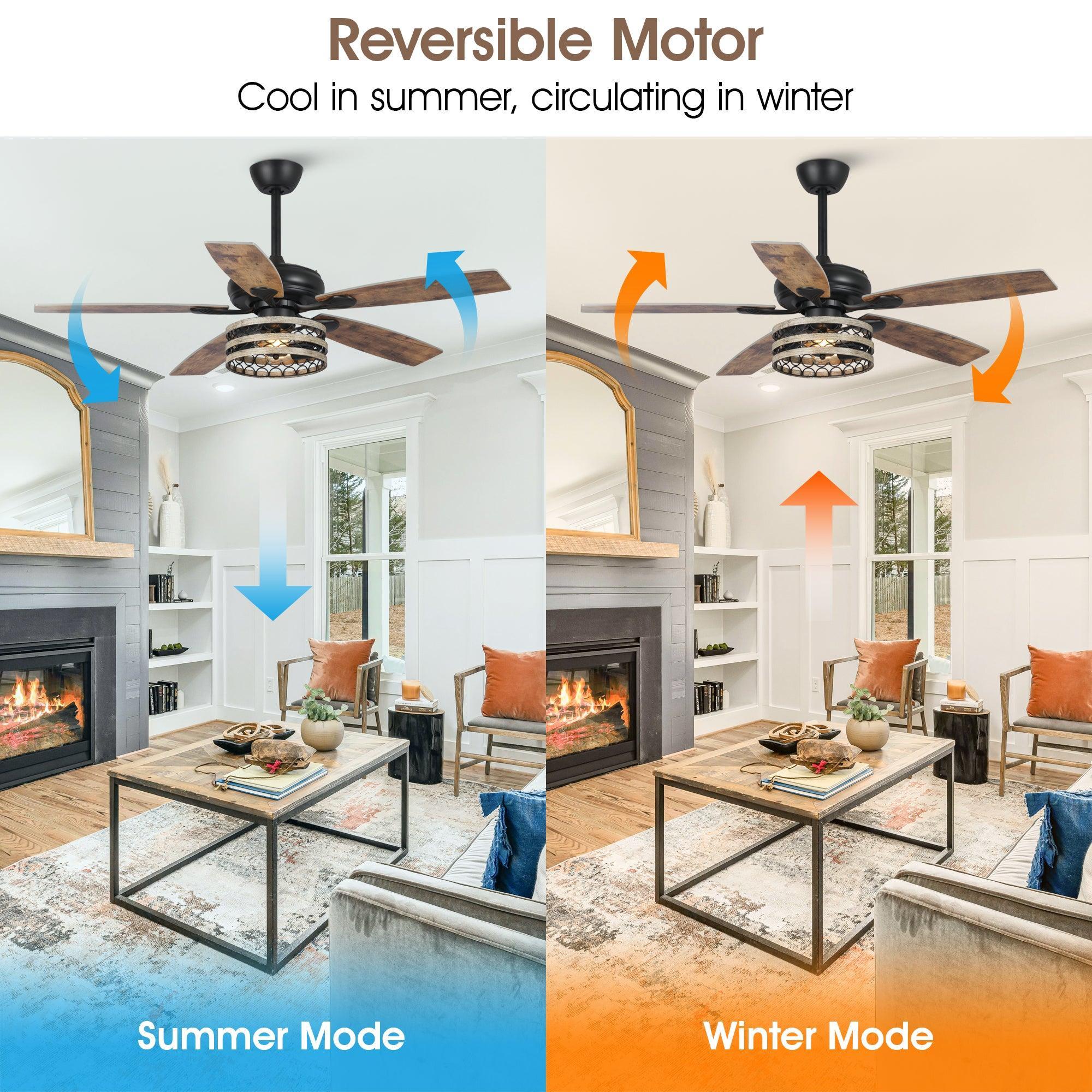 Parrot Uncle 52-Inch Hyderabad-Secunderabad Farmhouse Downrod Mount Reversible Ceiling Fan with Lighting and Remote Control (F6319Q110V) - Image 7