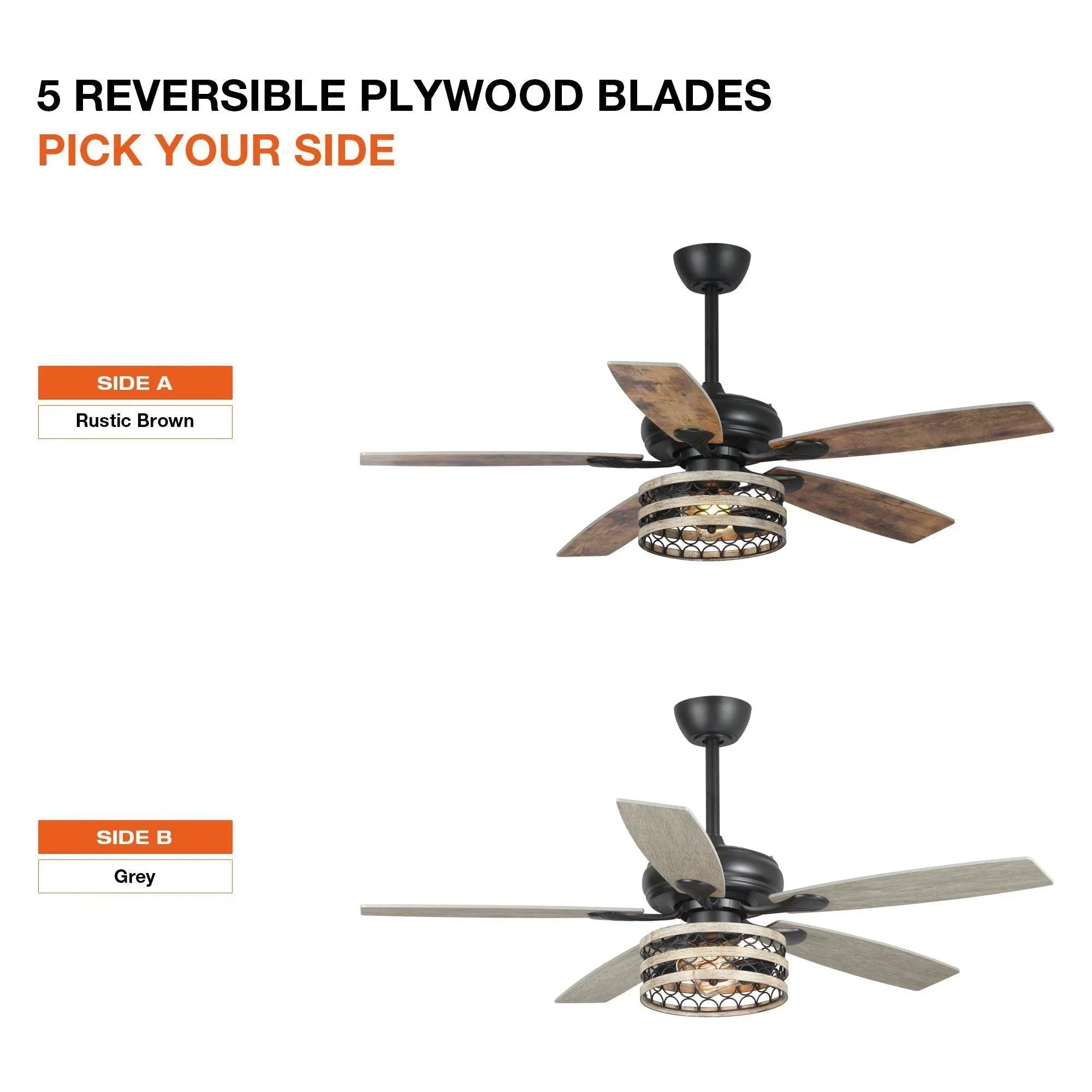 Parrot Uncle 52-Inch Hyderabad-Secunderabad Farmhouse Downrod Mount Reversible Ceiling Fan with Lighting and Remote Control (F6319Q110V) - Image 8