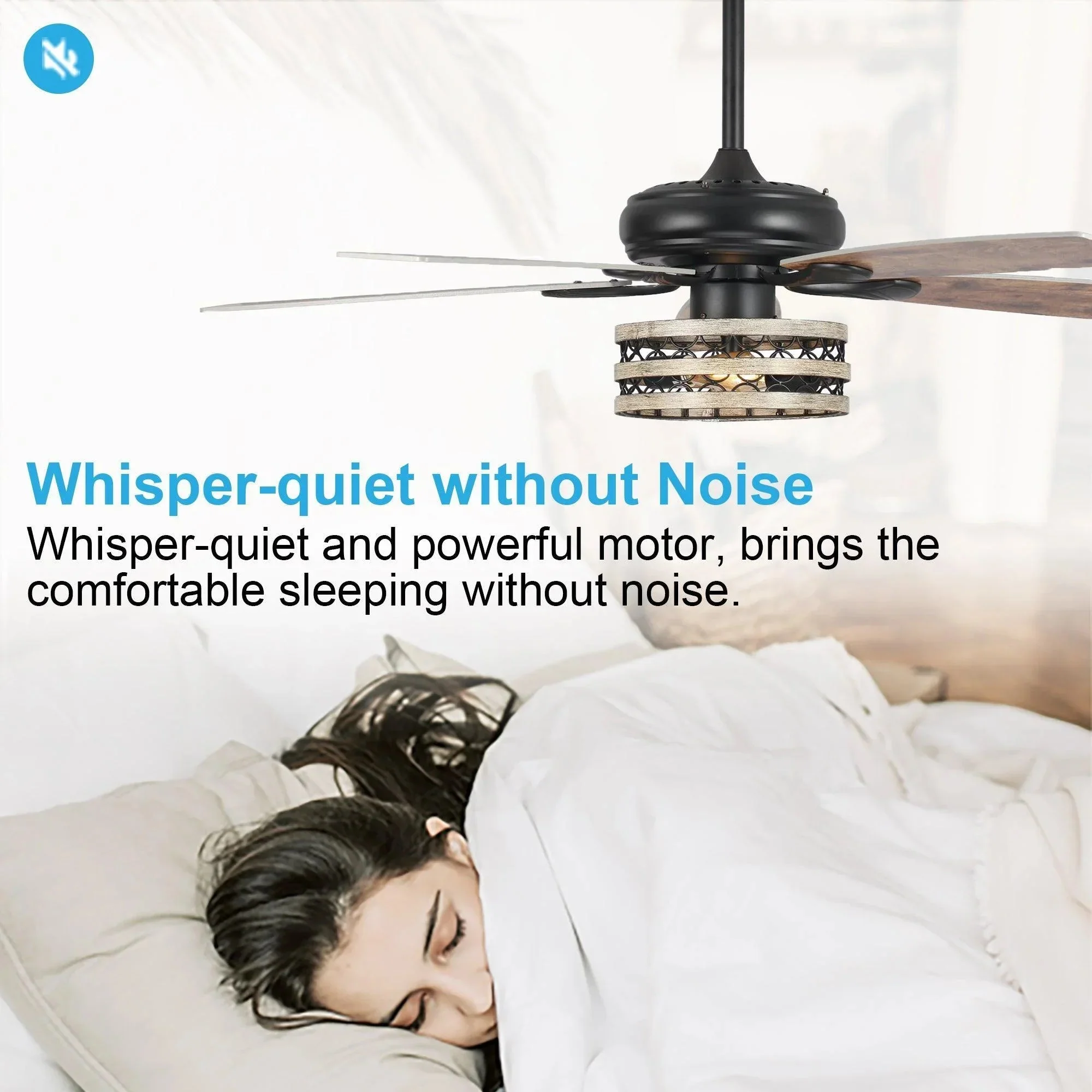 Parrot Uncle 52-Inch Hyderabad-Secunderabad Farmhouse Downrod Mount Reversible Ceiling Fan with Lighting and Remote Control (F6319Q110V) - Image 9