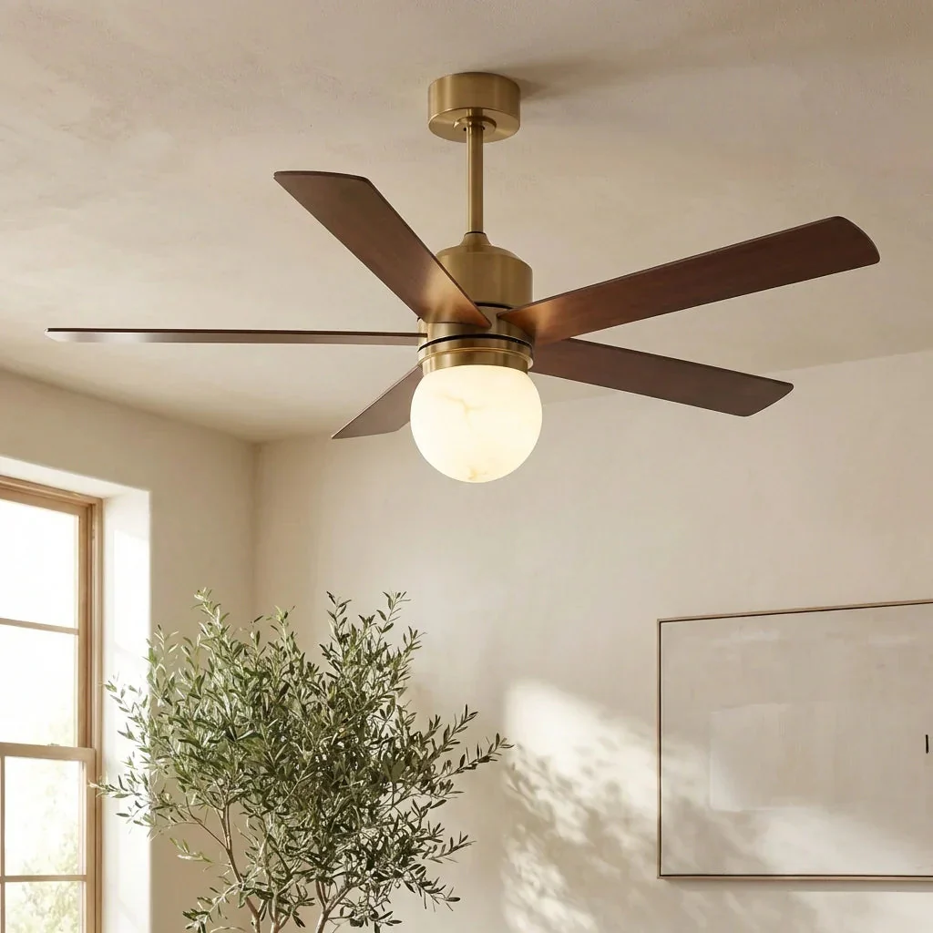 Parrot Uncle 52-Inch Alva Double-sided Blades Downrod Mount LED Ceiling Fan with Remote Control (F6034GD) - Image 3