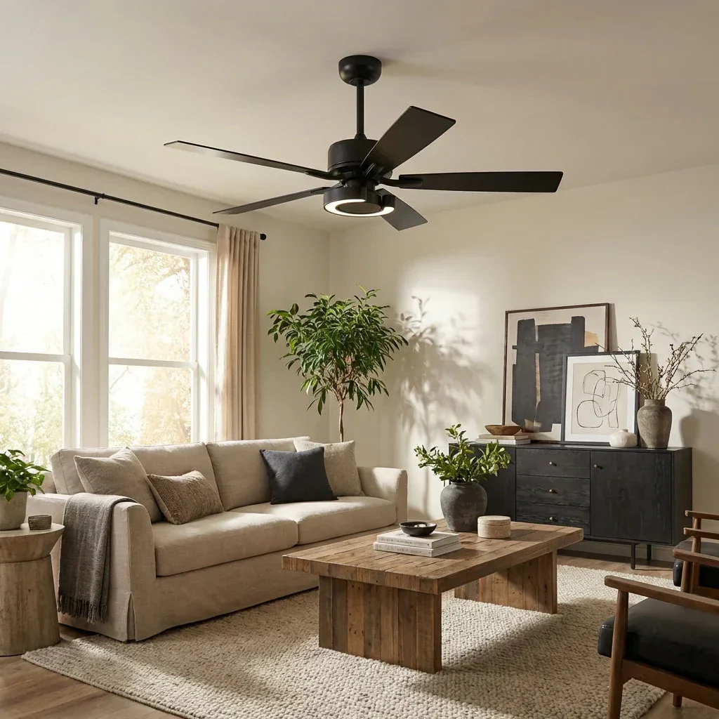 Parrot Uncle 52-Inch Arlen Double-sided Blades Downrod Mount LED Ceiling Fan with Remote Control - Image 2
