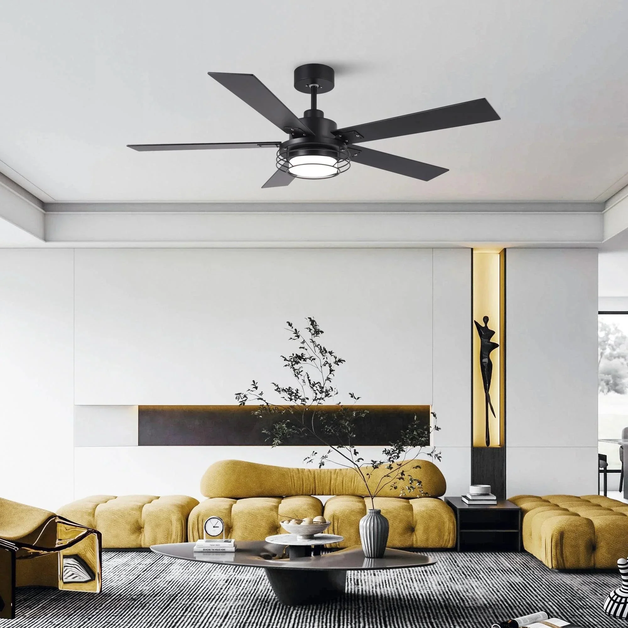 Parrot Uncle 52-Inch Bernice DC Motor Industrial Downrod Ceiling Fan with LED Light and Remote Control - Image 4