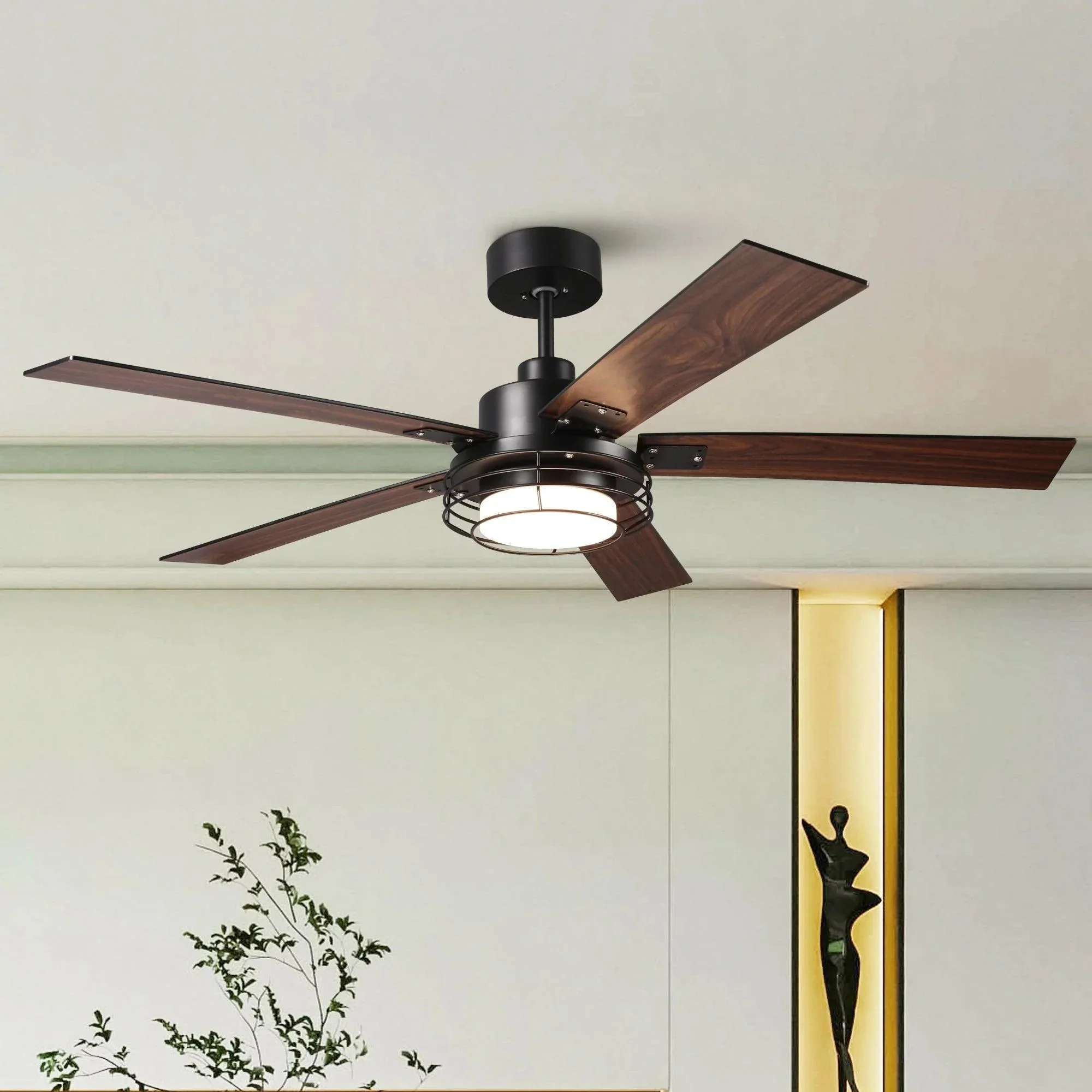 Parrot Uncle 52-Inch Bernice DC Motor Industrial Downrod Ceiling Fan with LED Light and Remote Control - Image 7