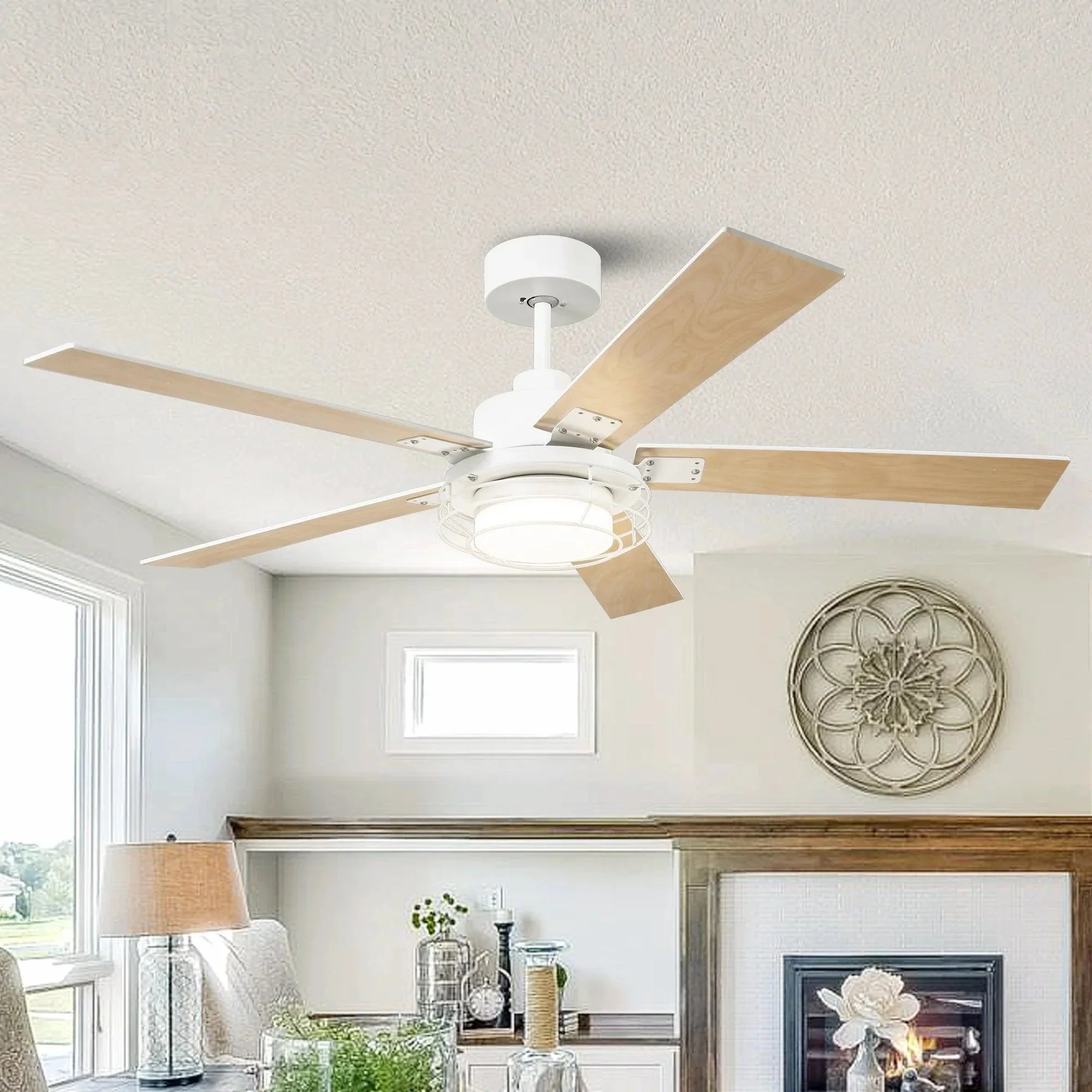 Parrot Uncle 52-Inch Bernice DC Motor Industrial Downrod Ceiling Fan with LED Light and Remote Control - Image 8