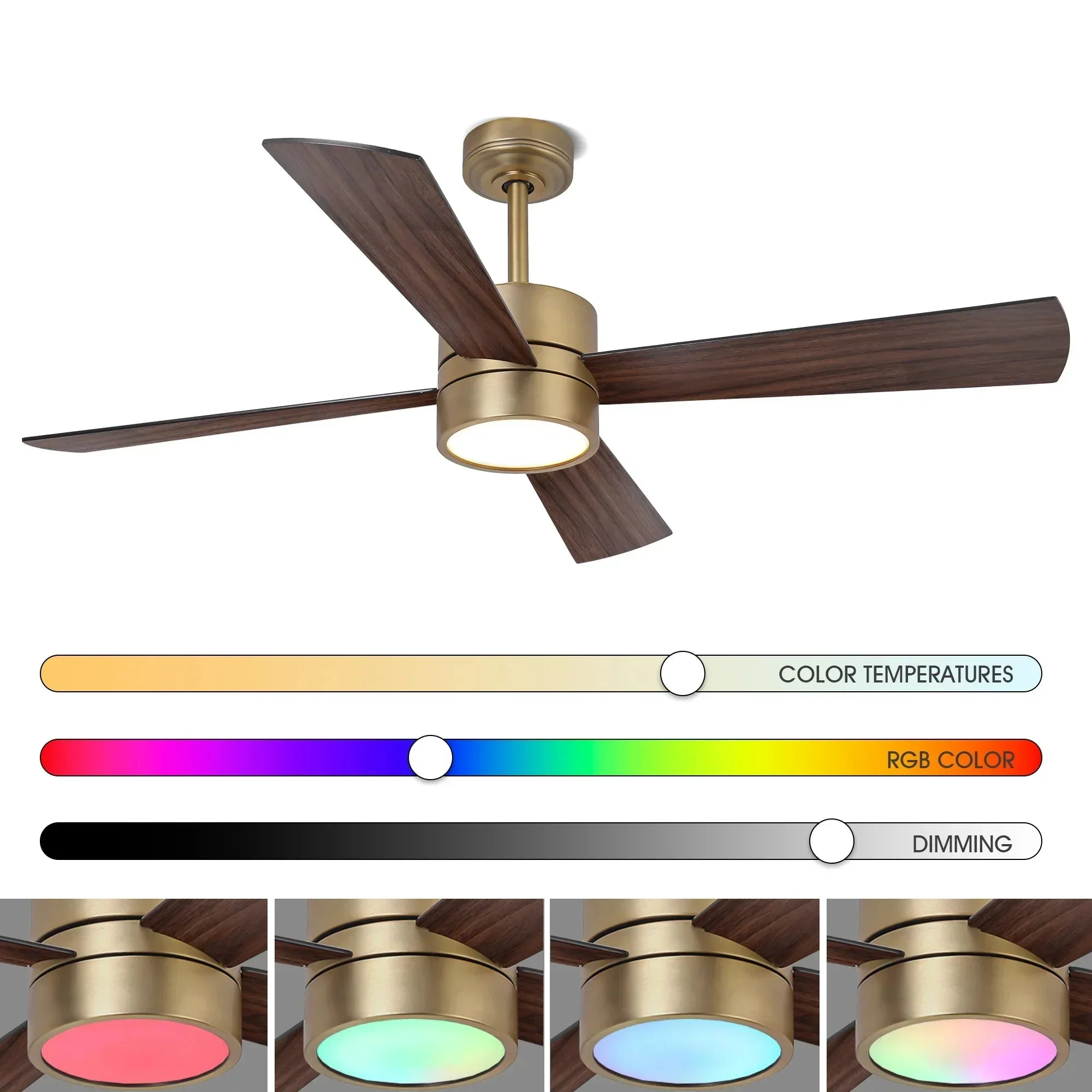 Parrot Uncle 52-Inch Bucholz Industrial Dimmable RGB LED Ceiling Fan with Remote and APP Control - Image 9