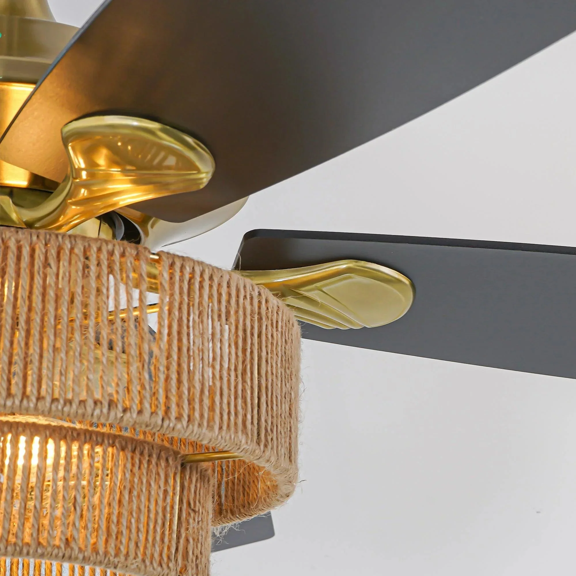 Parrot Uncle 52-Inch Danube Farmhouse DC Motor Golden Downrod Ceiling Fan with Light (F6391110V) - Image 10