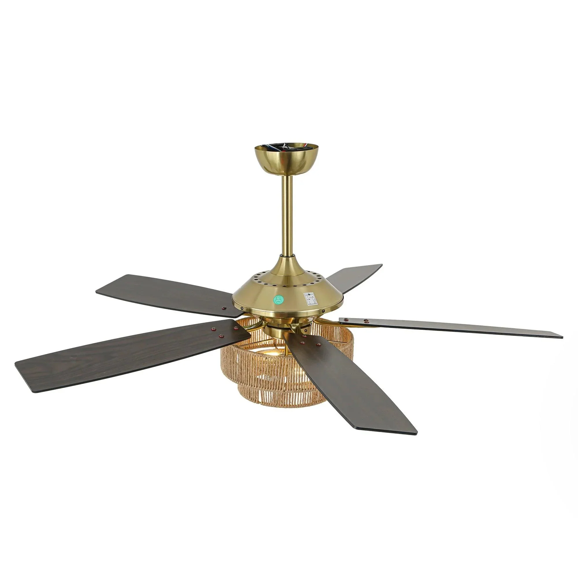 Parrot Uncle 52-Inch Danube Farmhouse DC Motor Golden Downrod Ceiling Fan with Light (F6391110V) - Image 18