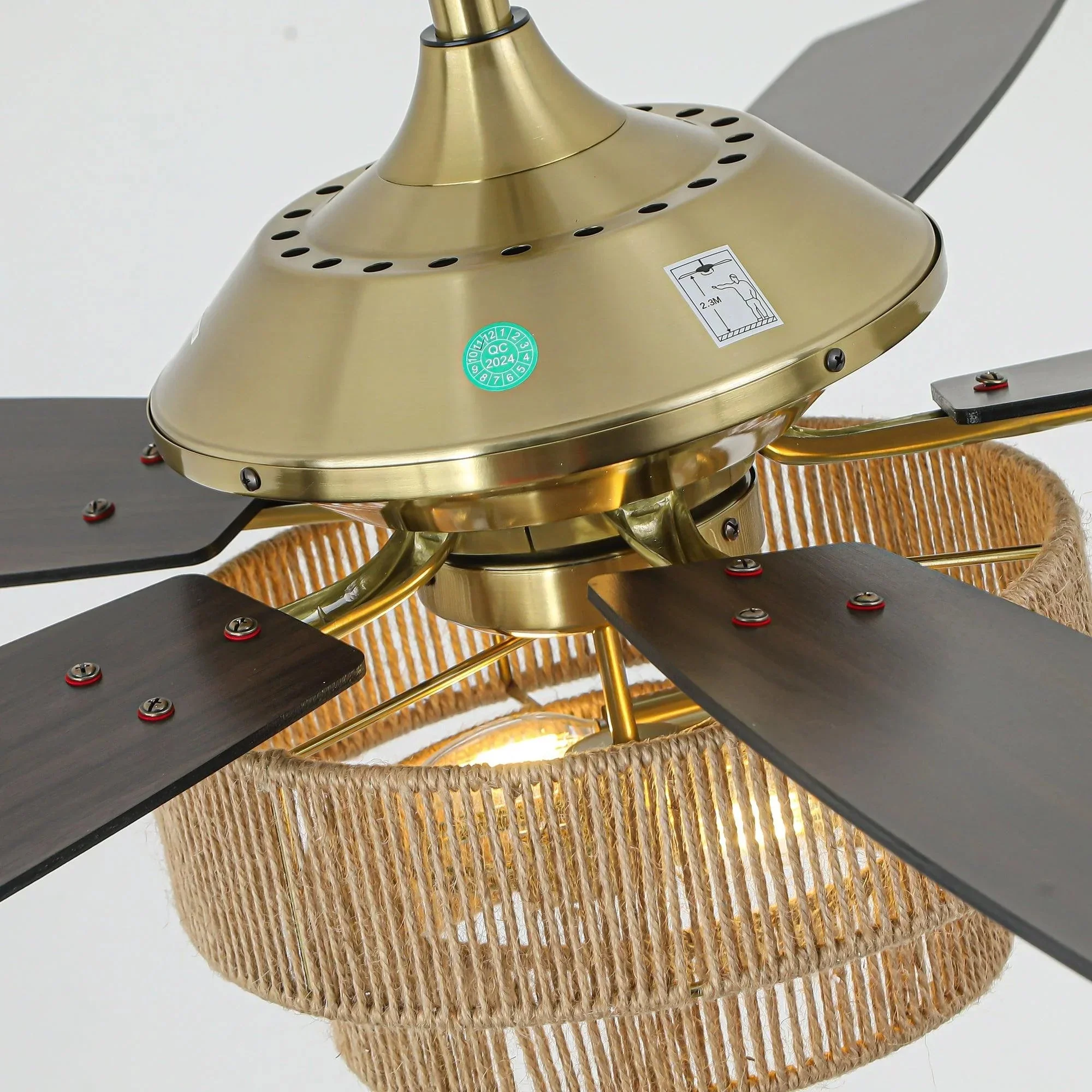 Parrot Uncle 52-Inch Danube Farmhouse DC Motor Golden Downrod Ceiling Fan with Light (F6391110V) - Image 9