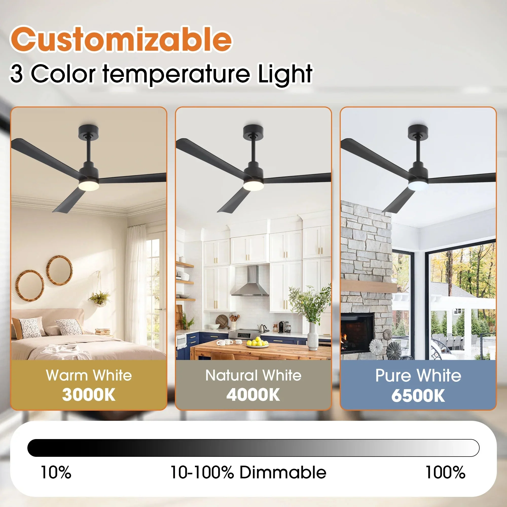 Parrot Uncle 52-Inch Dinah Modern Downrod Mount Ceiling Fan with Remote Control and LED Light - Image 11