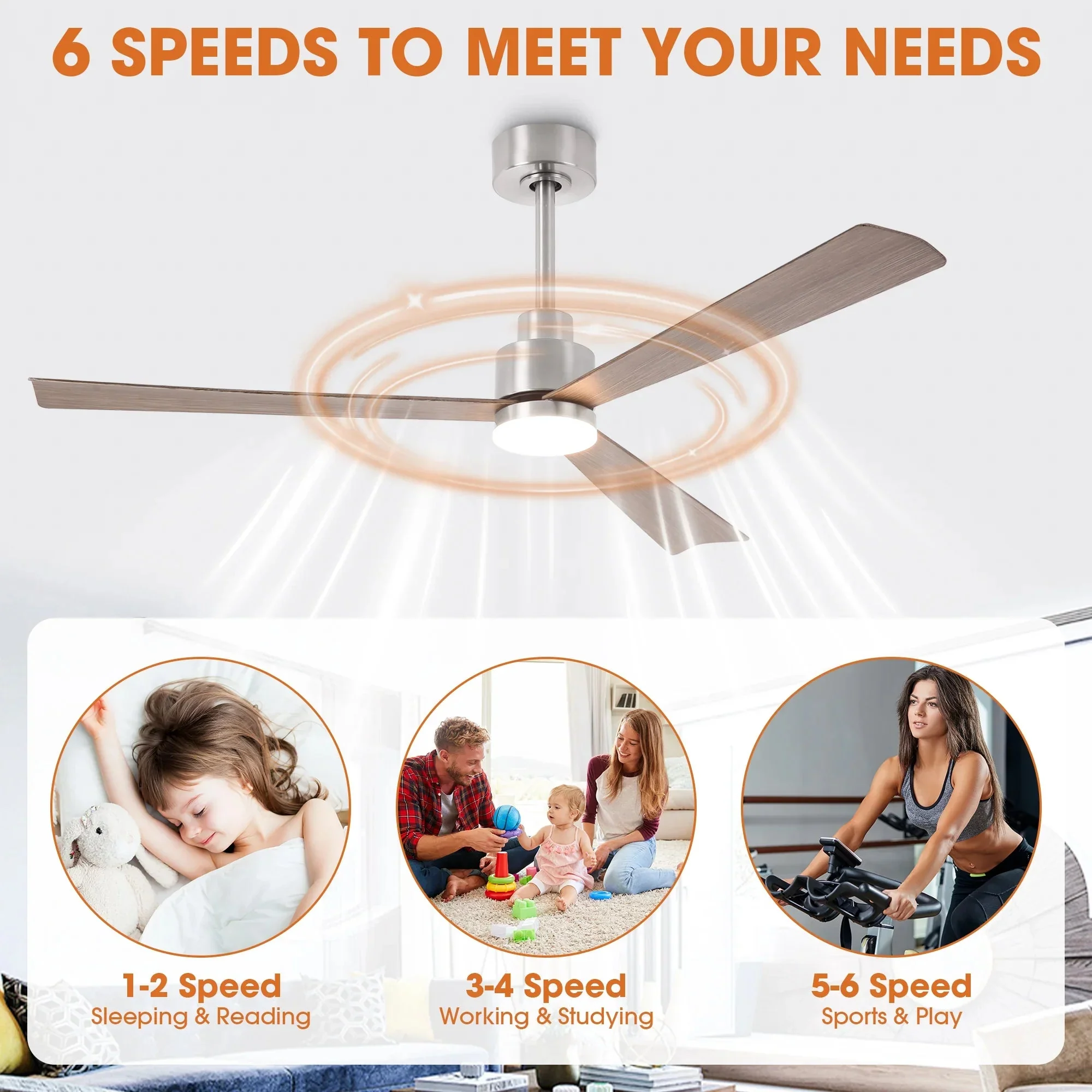 Parrot Uncle 52-Inch Dinah Modern Downrod Mount Ceiling Fan with Remote Control and LED Light - Image 12