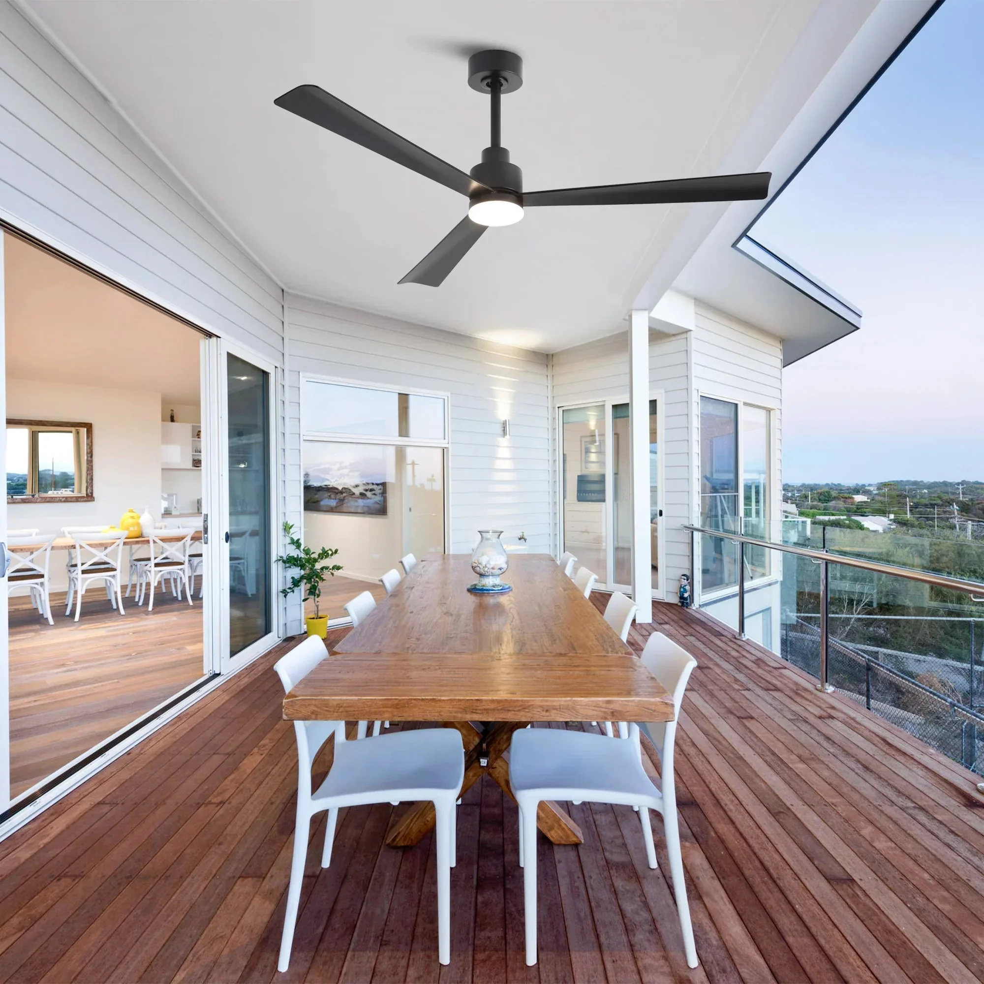 Parrot Uncle 52-Inch Dinah Modern Downrod Mount Ceiling Fan with Remote Control and LED Light - Image 2