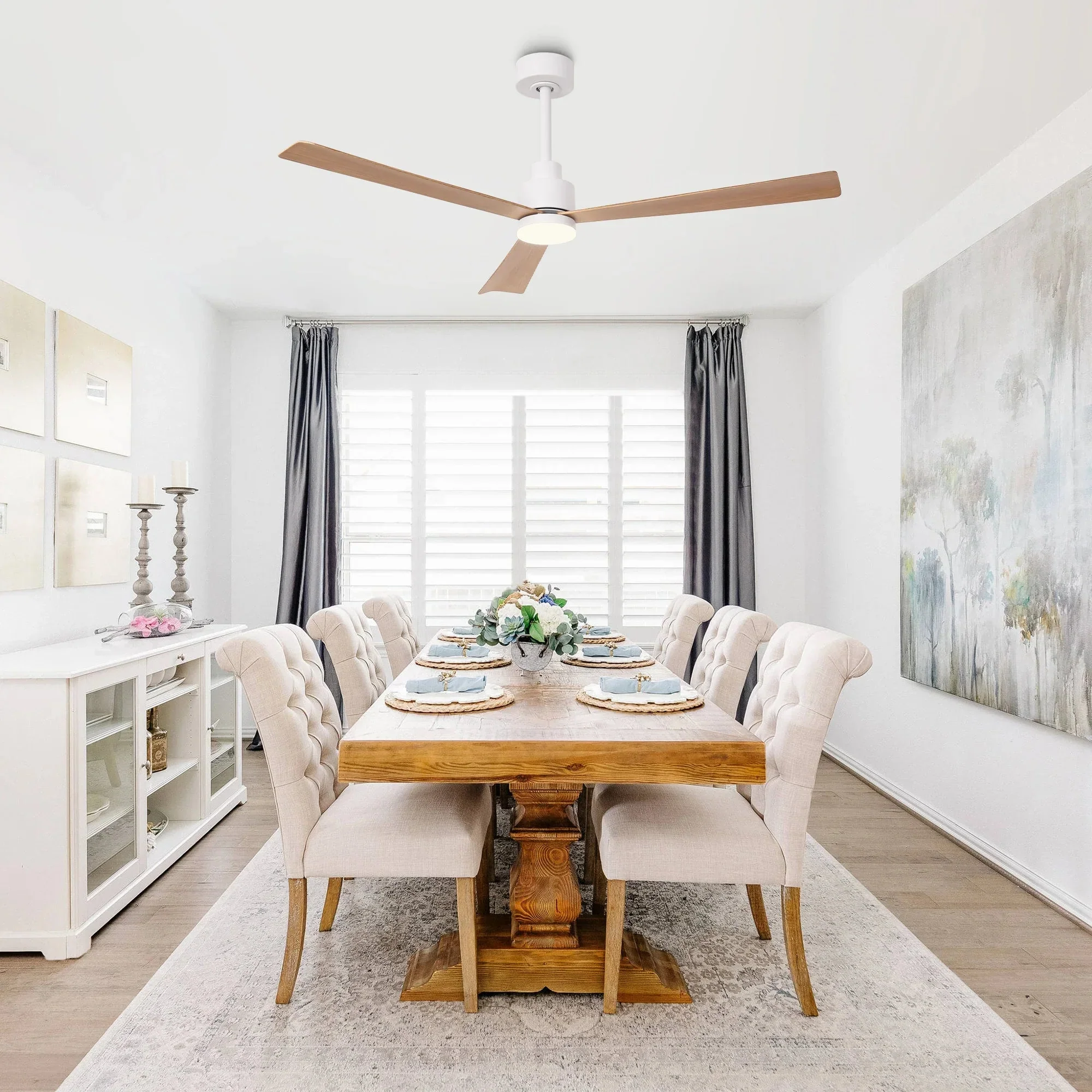 Parrot Uncle 52-Inch Dinah Modern Downrod Mount Ceiling Fan with Remote Control and LED Light - Image 5