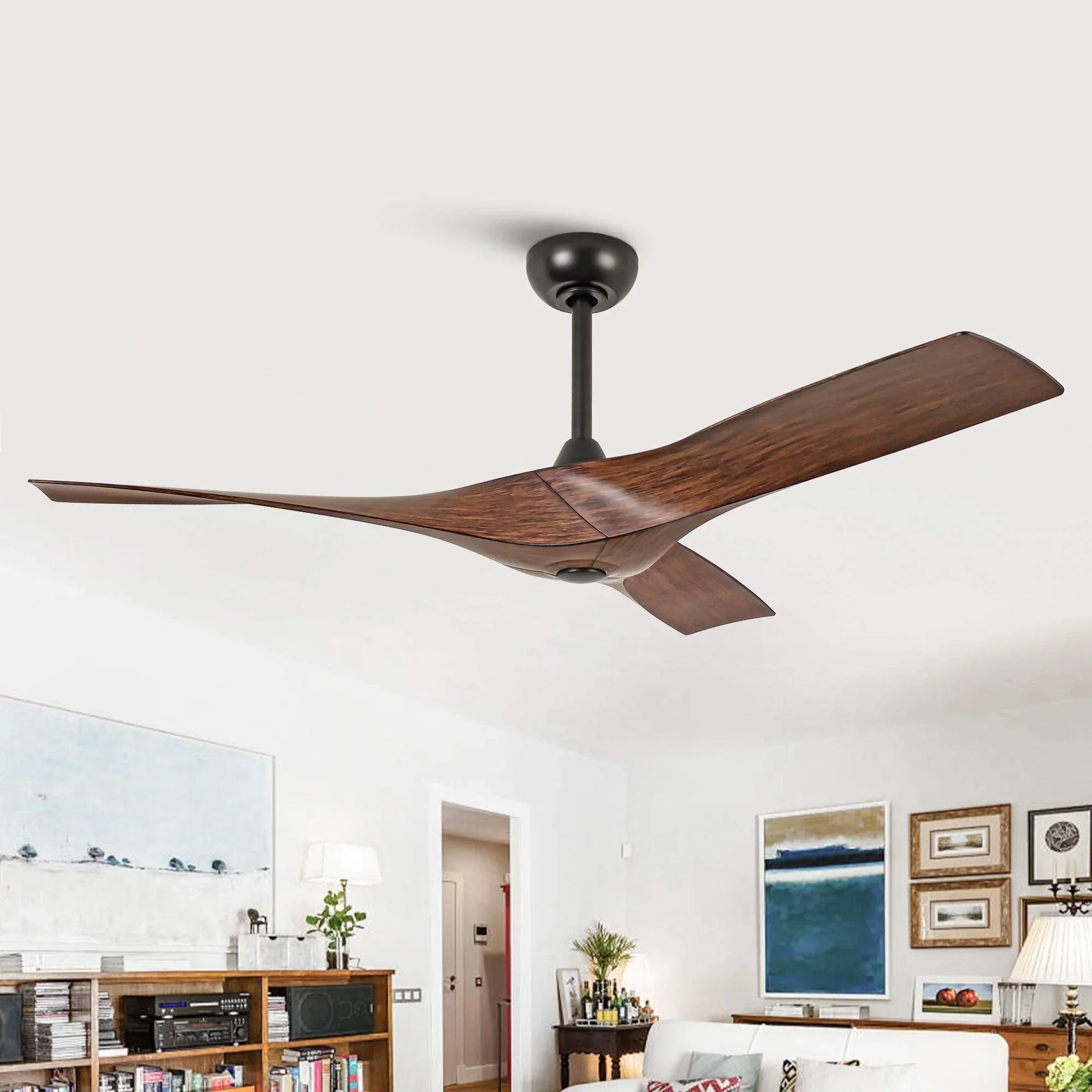 Parrot Uncle 52-Inch Erin DC Motor Industrial Downrod Ceiling Fan with Remote Control (F6009BR) - Image 2