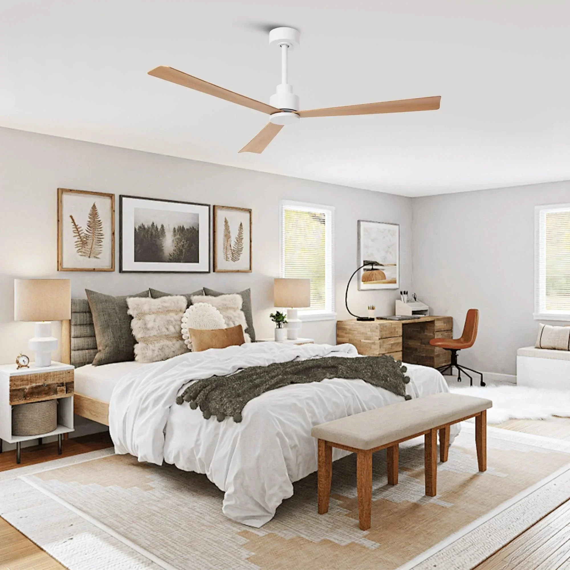 Parrot Uncle 52-Inch Esther 3-Blades Modern Downrod Mount Ceiling Fan with Remote Control - Image 5