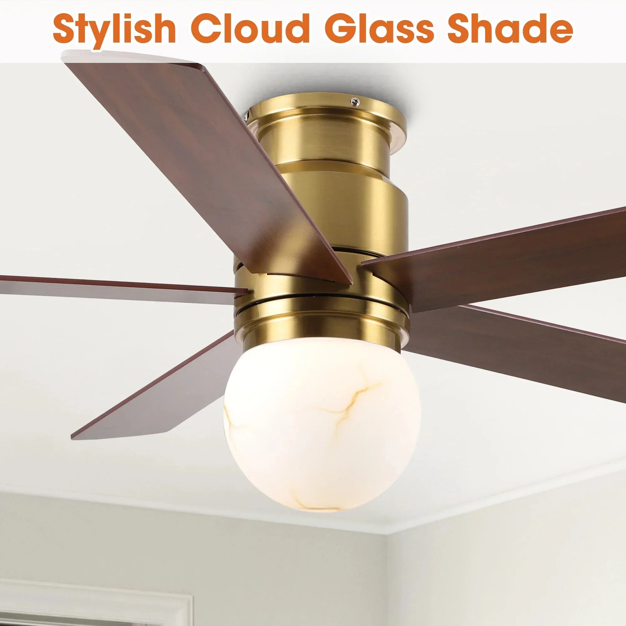 Parrot Uncle 52-Inch Fanny Double-Sided Blades Flush Mount LED Ceiling Fan with Remote Control (F6033GD) - Image 11