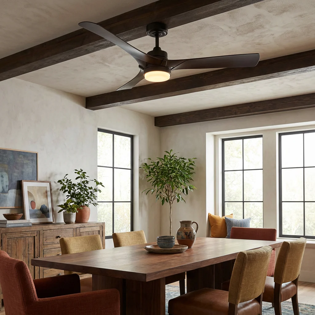 Parrot Uncle 52-Inch Ivy Industrial Downrod Mount LED Ceiling Fan with Remote Control (BBF6024BK) - Image 2