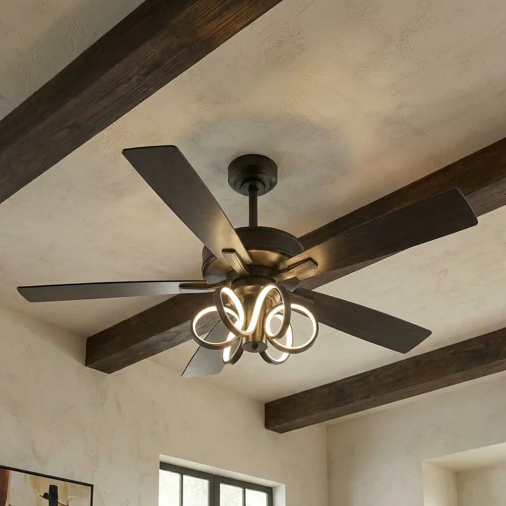 Parrot Uncle 52-Inch Levi Double-Sided Blades in Downrod Mount LED Ceiling Fan with Remote Control - Image 3