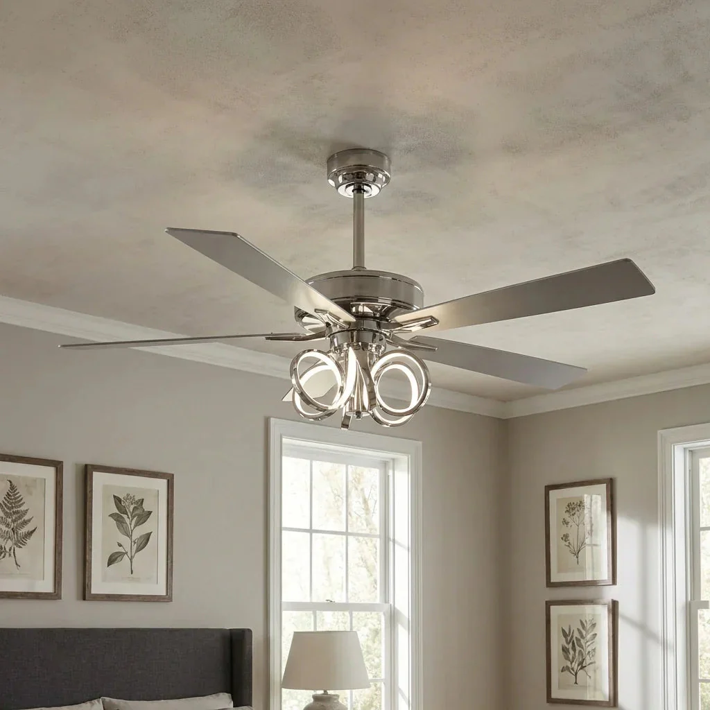 Parrot Uncle 52-Inch Levi Double-Sided Blades in Downrod Mount LED Ceiling Fan with Remote Control - Image 5
