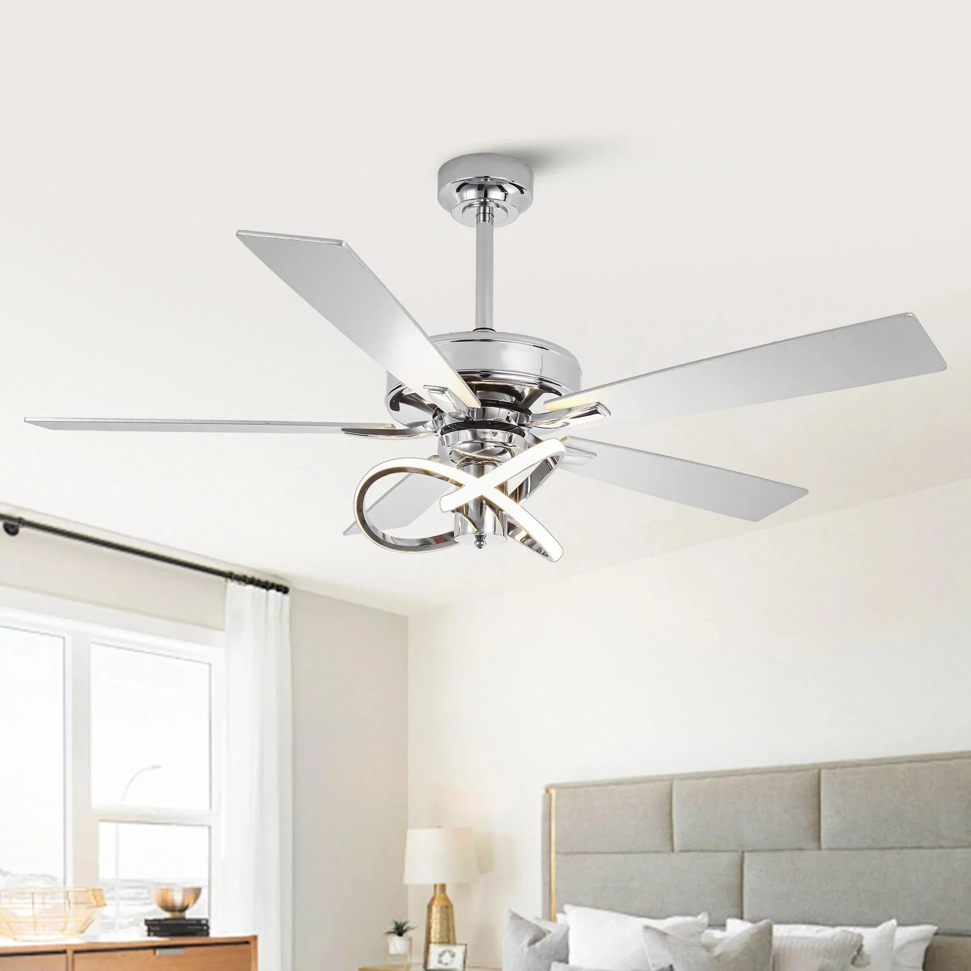 Parrot Uncle 52-Inch Oregon DC Motor Modern Downrod Ceiling Fan with LED Light - Image 11