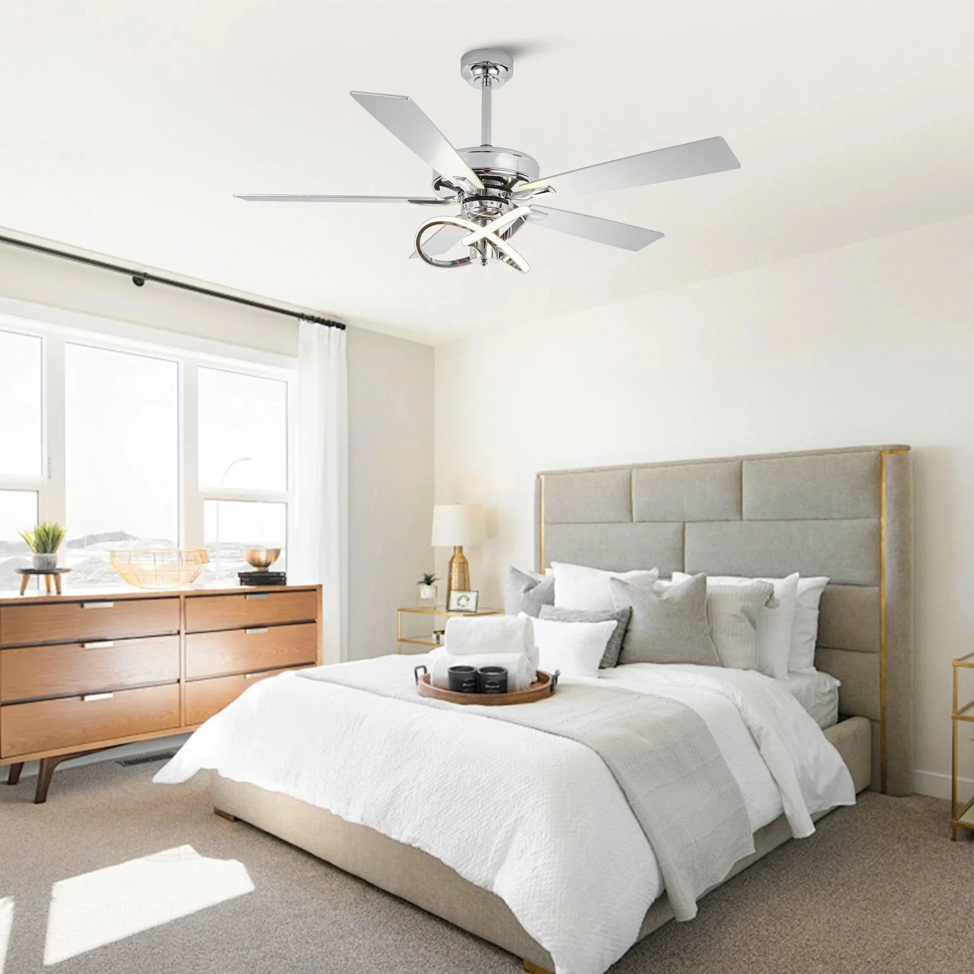 Parrot Uncle 52-Inch Oregon DC Motor Modern Downrod Ceiling Fan with LED Light - Image 2