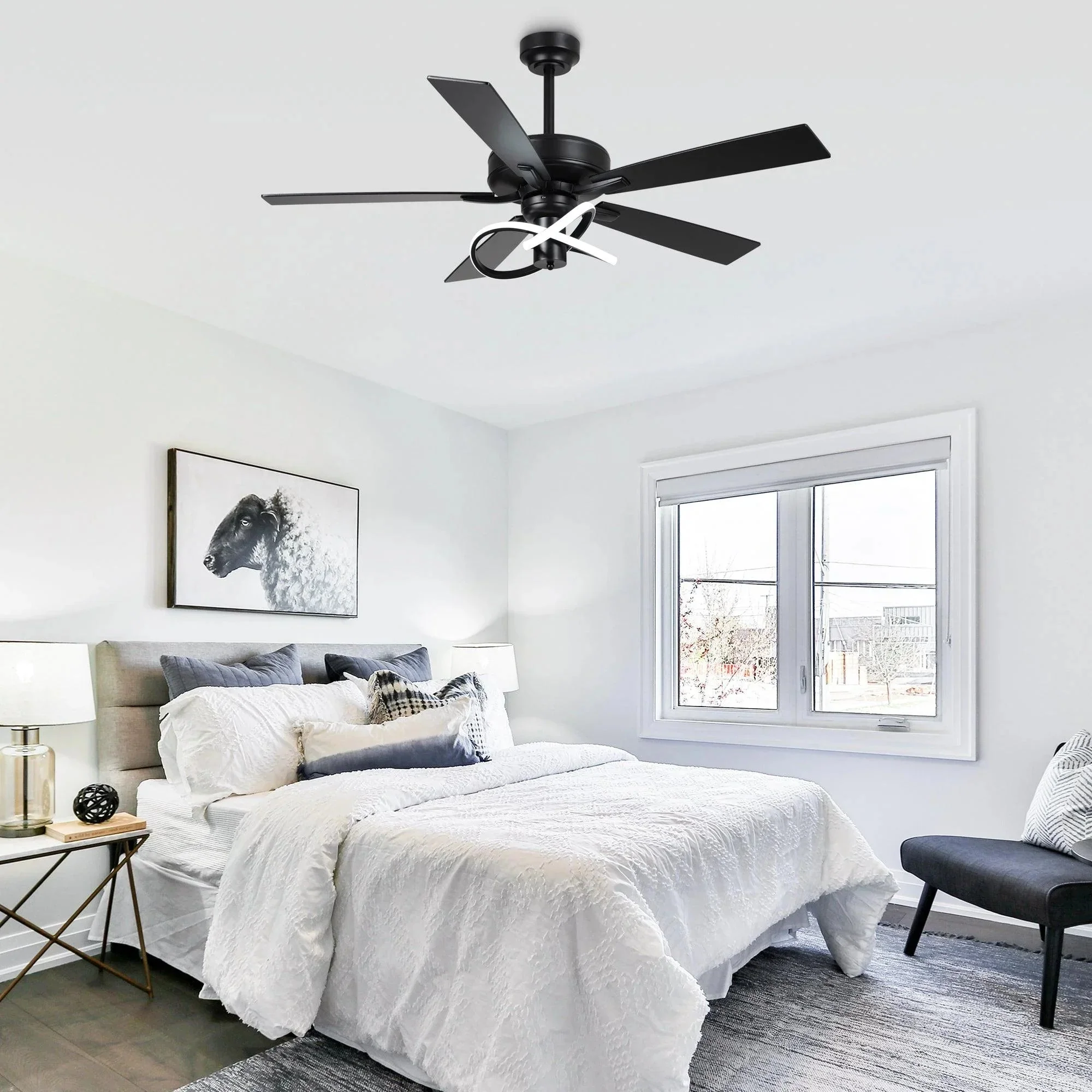Parrot Uncle 52-Inch Oregon DC Motor Modern Downrod Ceiling Fan with LED Light - Image 4