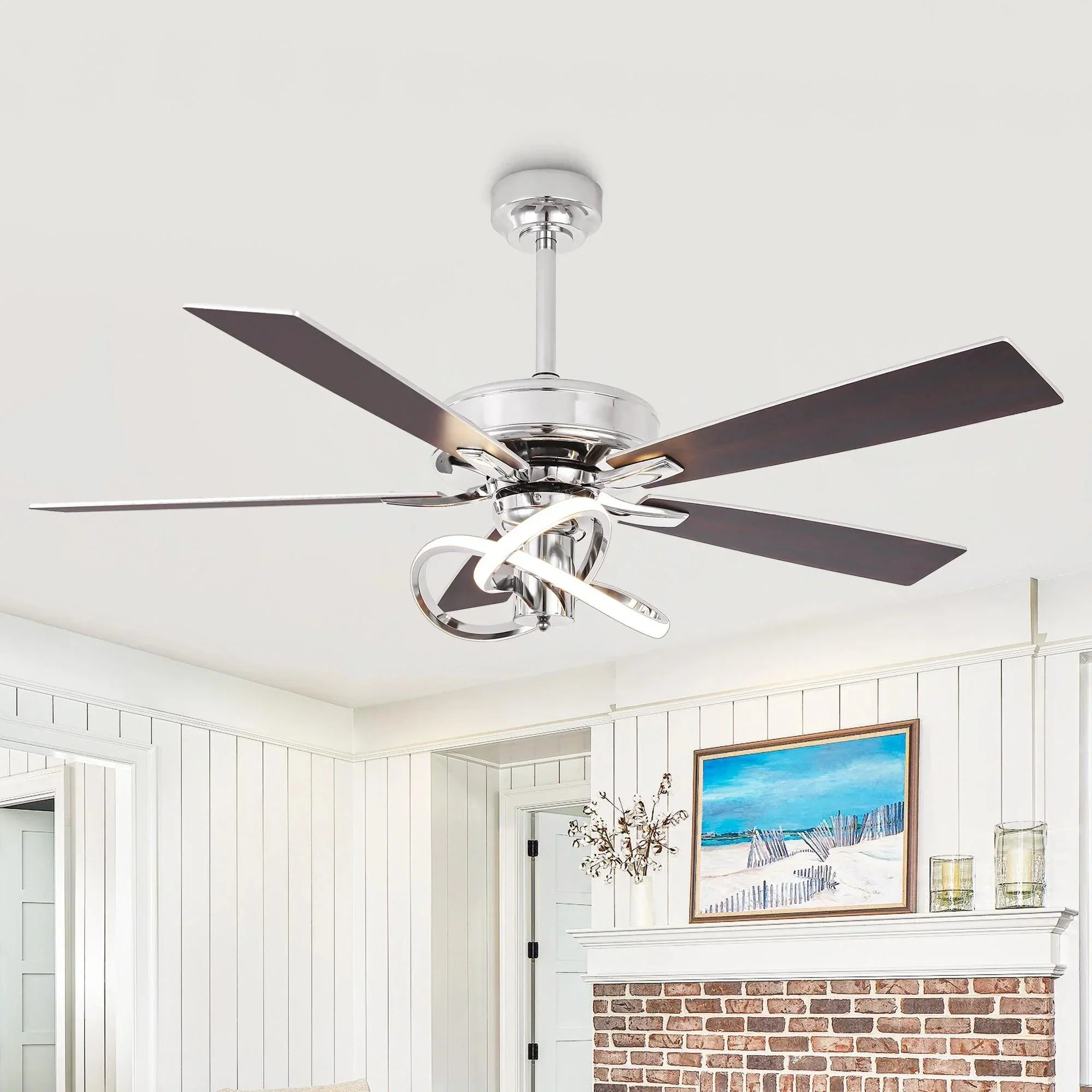 Parrot Uncle 52-Inch Oregon DC Motor Modern Downrod Ceiling Fan with LED Light - Image 5