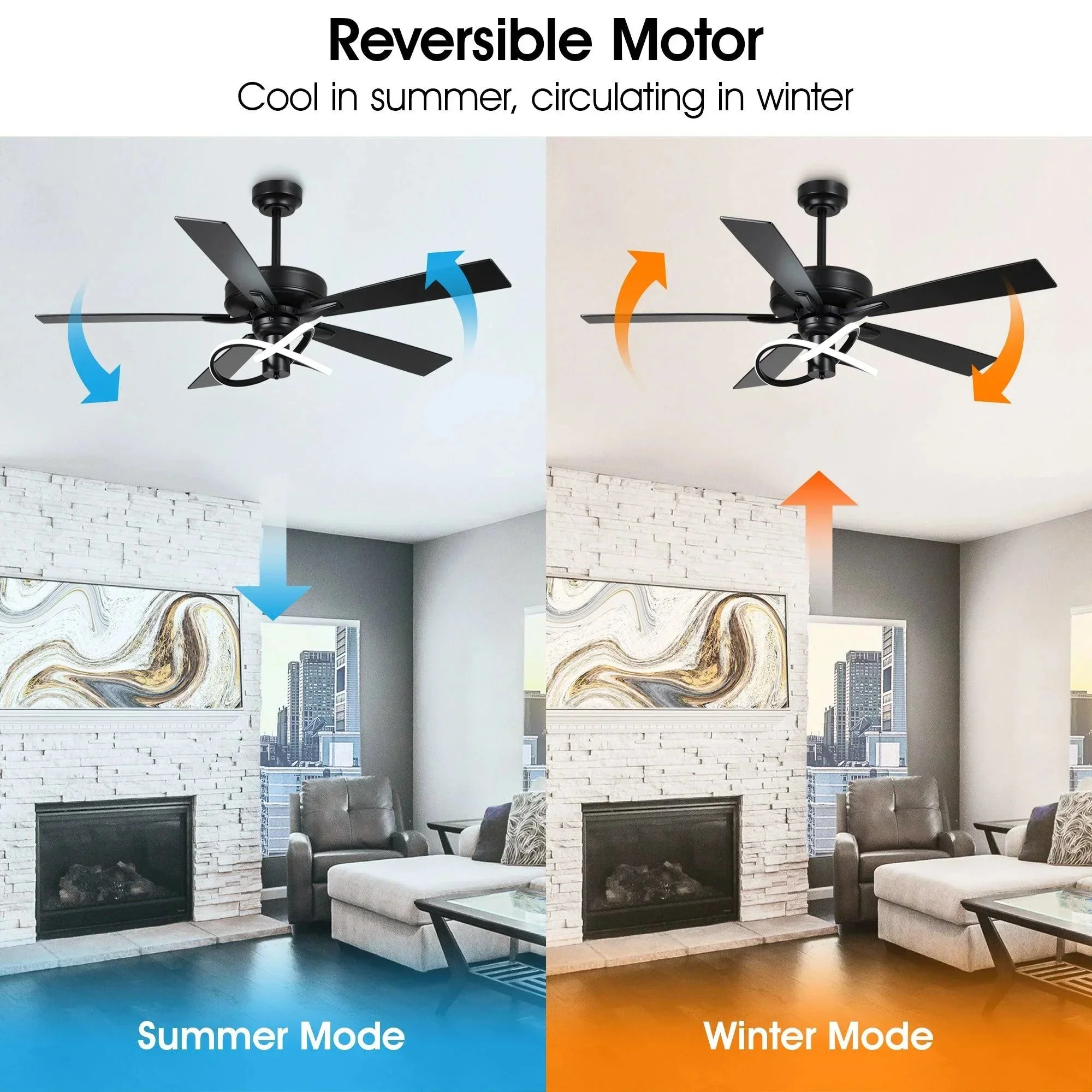 Parrot Uncle 52-Inch Oregon DC Motor Modern Downrod Ceiling Fan with LED Light - Image 6