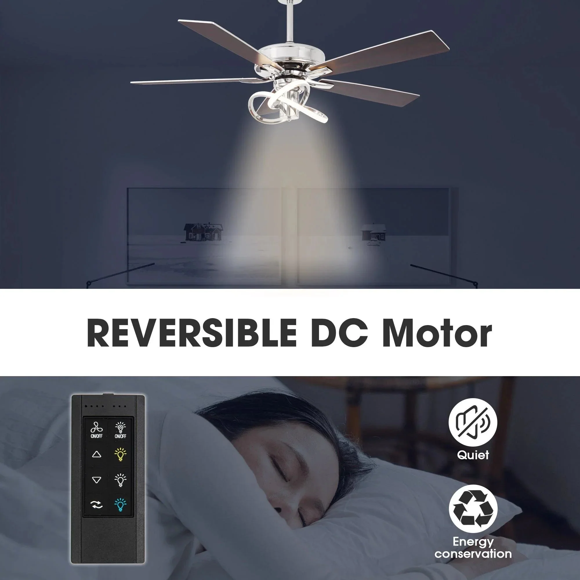 Parrot Uncle 52-Inch Oregon DC Motor Modern Downrod Ceiling Fan with LED Light - Image 9