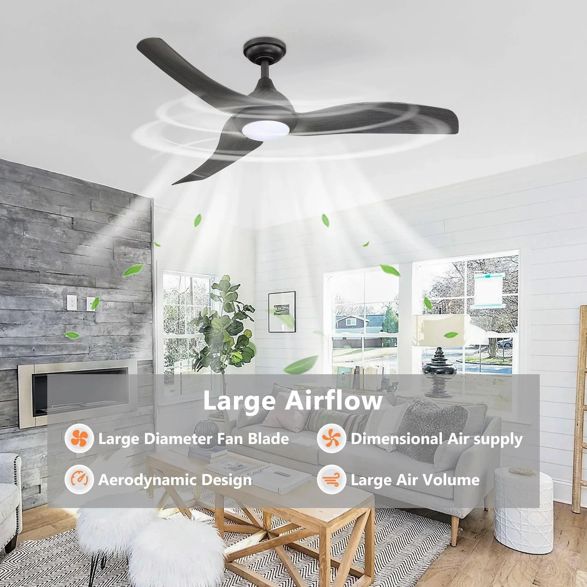 Parrot Uncle 52-Inch Industrial DC Motor Downrod Mount Reversible Ceiling Fan with LED Lighting and Remote Control - Image 11