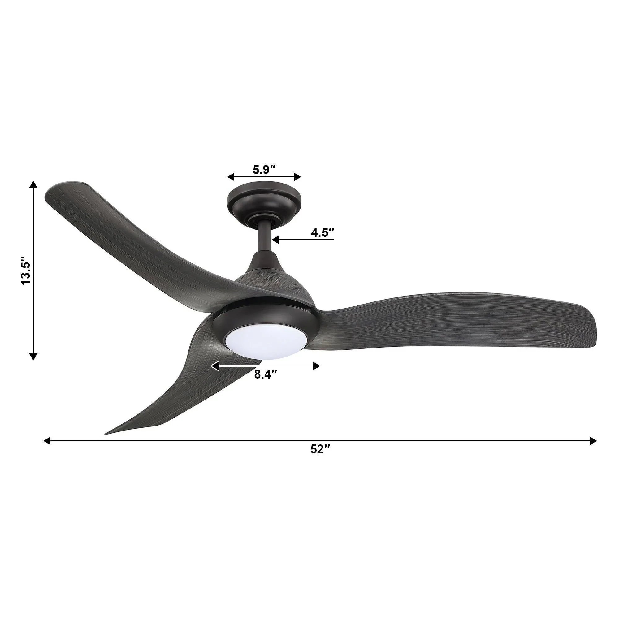 Parrot Uncle 52-Inch Industrial DC Motor Downrod Mount Reversible Ceiling Fan with LED Lighting and Remote Control - Image 14