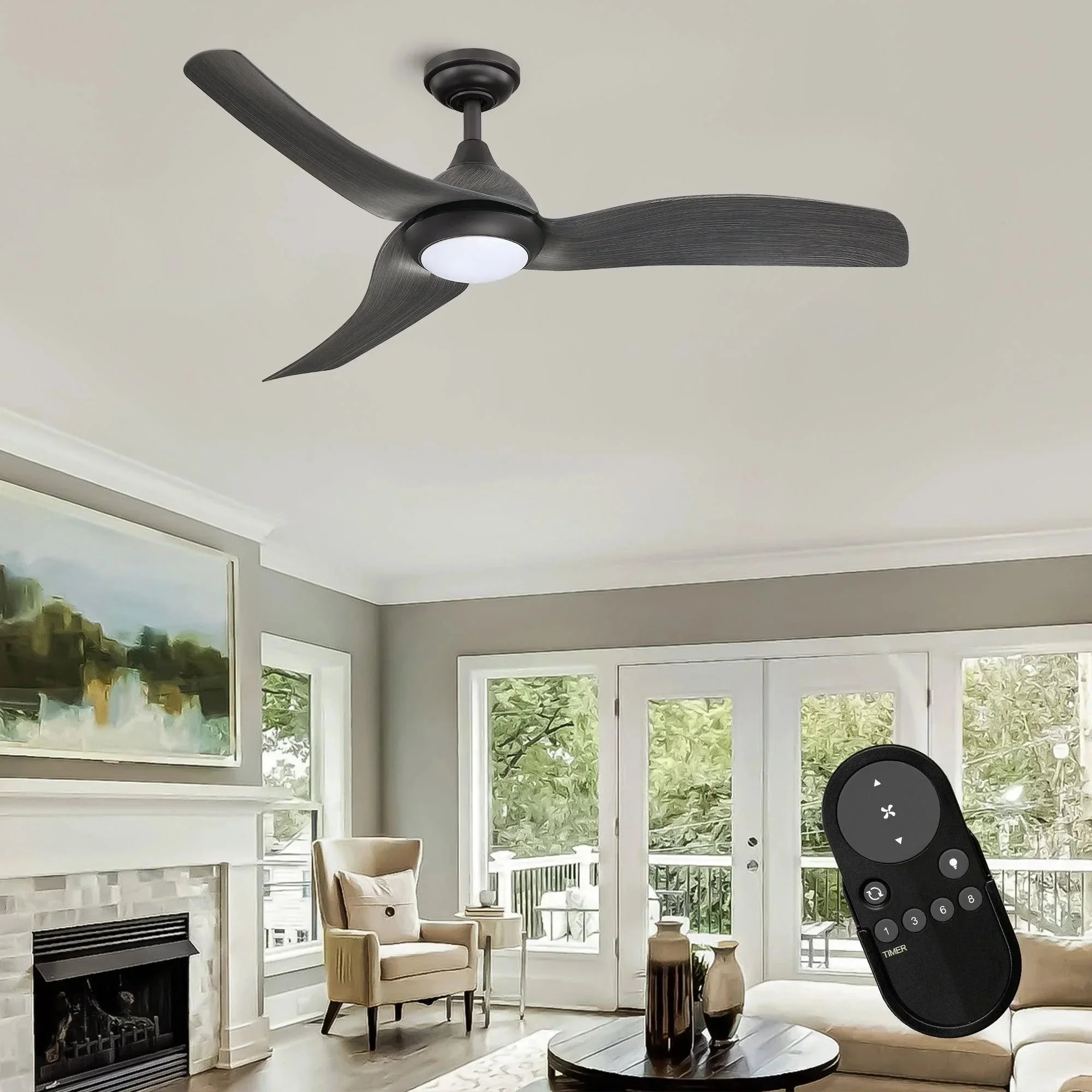 Parrot Uncle 52-Inch Industrial DC Motor Downrod Mount Reversible Ceiling Fan with LED Lighting and Remote Control - Image 4
