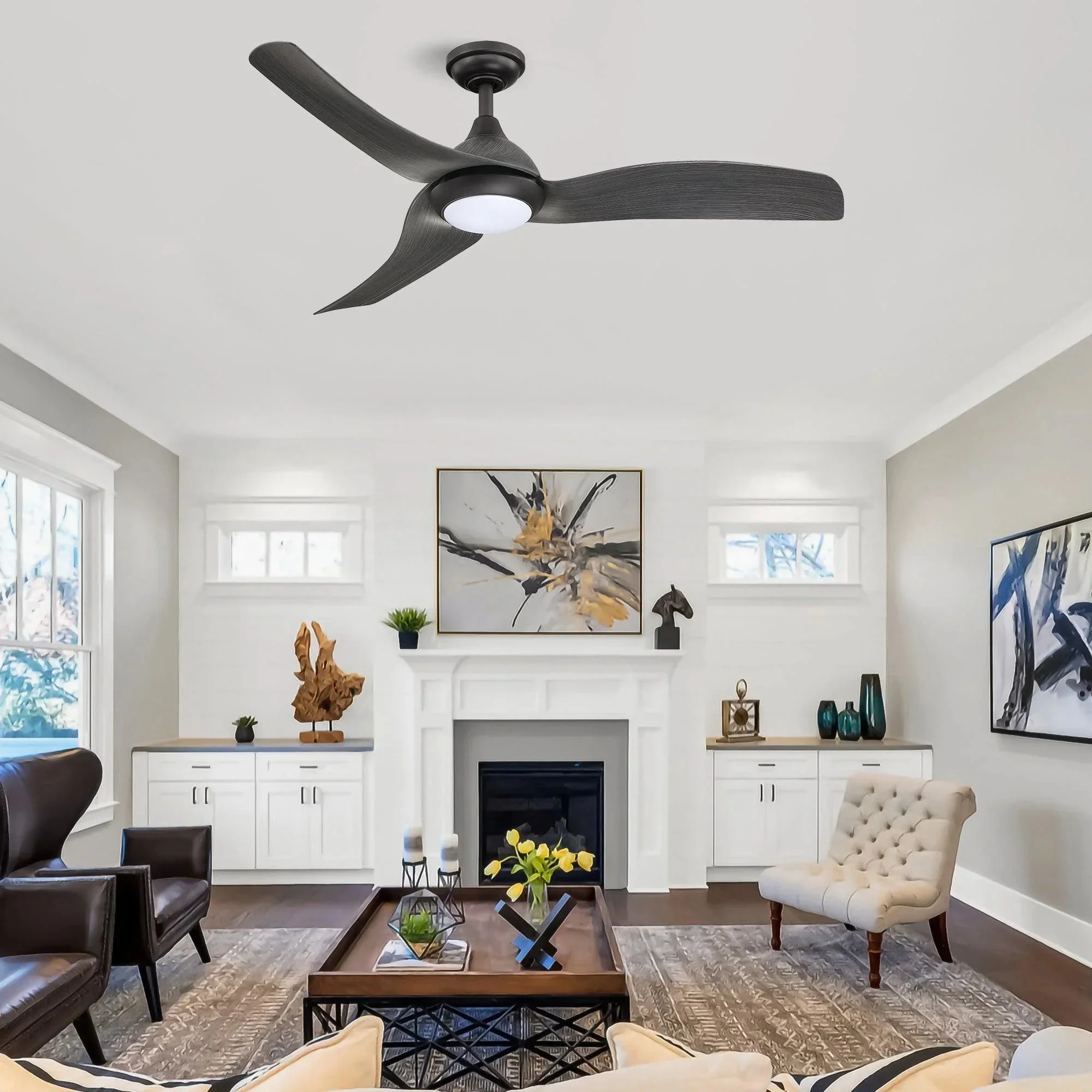 Parrot Uncle 52-Inch Industrial DC Motor Downrod Mount Reversible Ceiling Fan with LED Lighting and Remote Control - Image 5