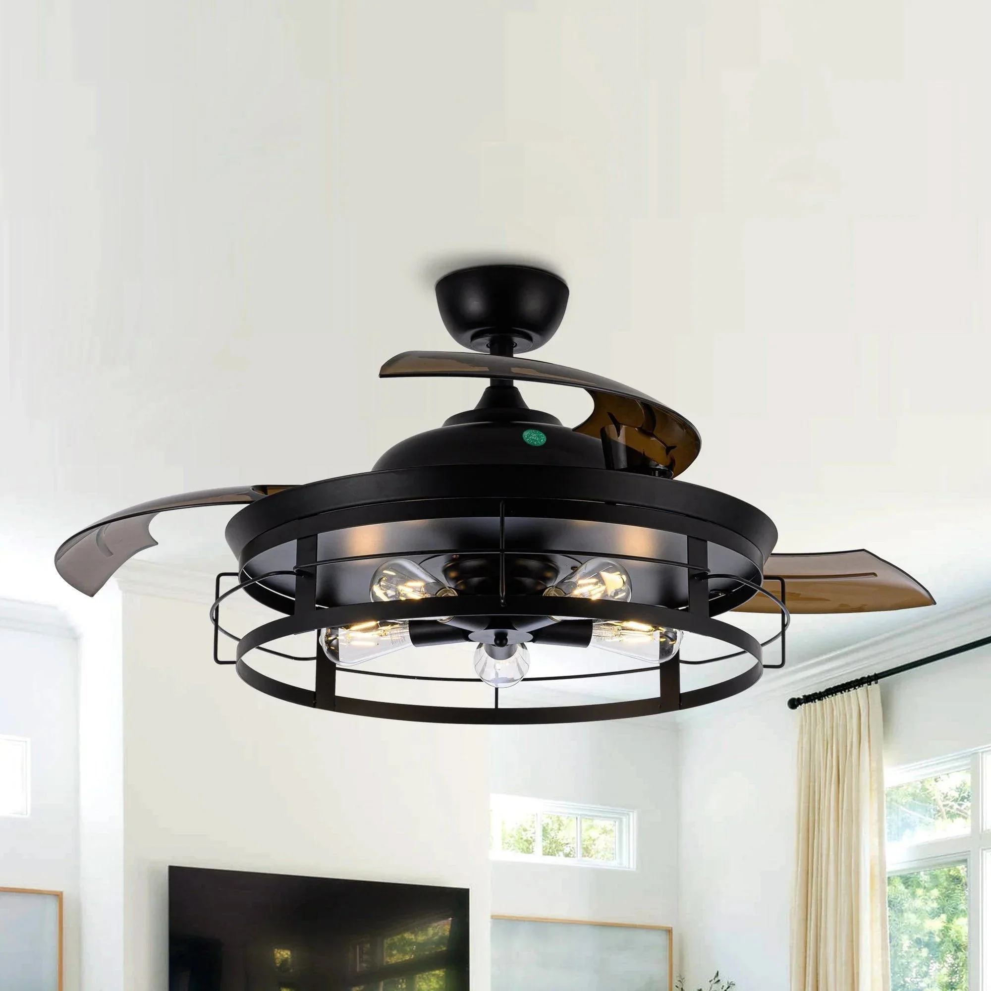 Parrot Uncle 52-Inch Jamshedpur Industrial Downrod Mount Ceiling Fan with Lighting and Remote Control (F4721AQ110V) - Image 12